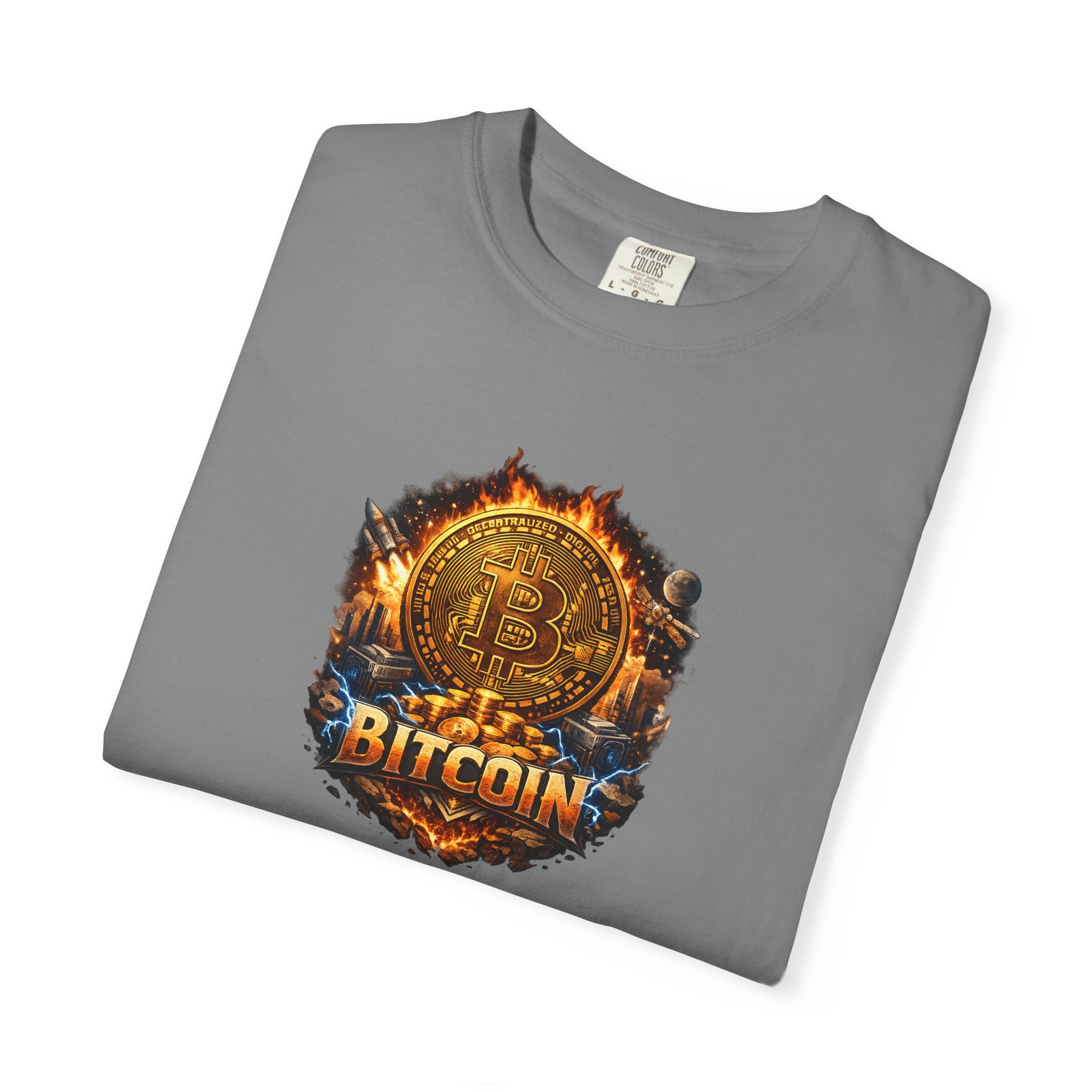Bitcoin Flame Logo T-shirt Crypto Graphic Tee Digital Currency Design 12 colors 100% cotton