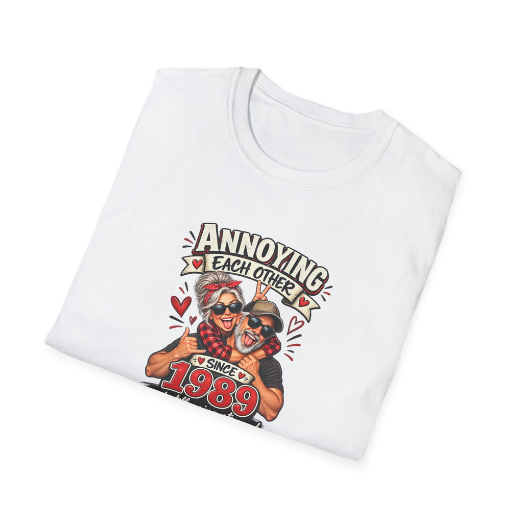 Personalized Annoying Each Other Since [Year] T-Shirt – Funny Couples Anniversary Gift – Custom Year Husband & Wife Tee White Folded