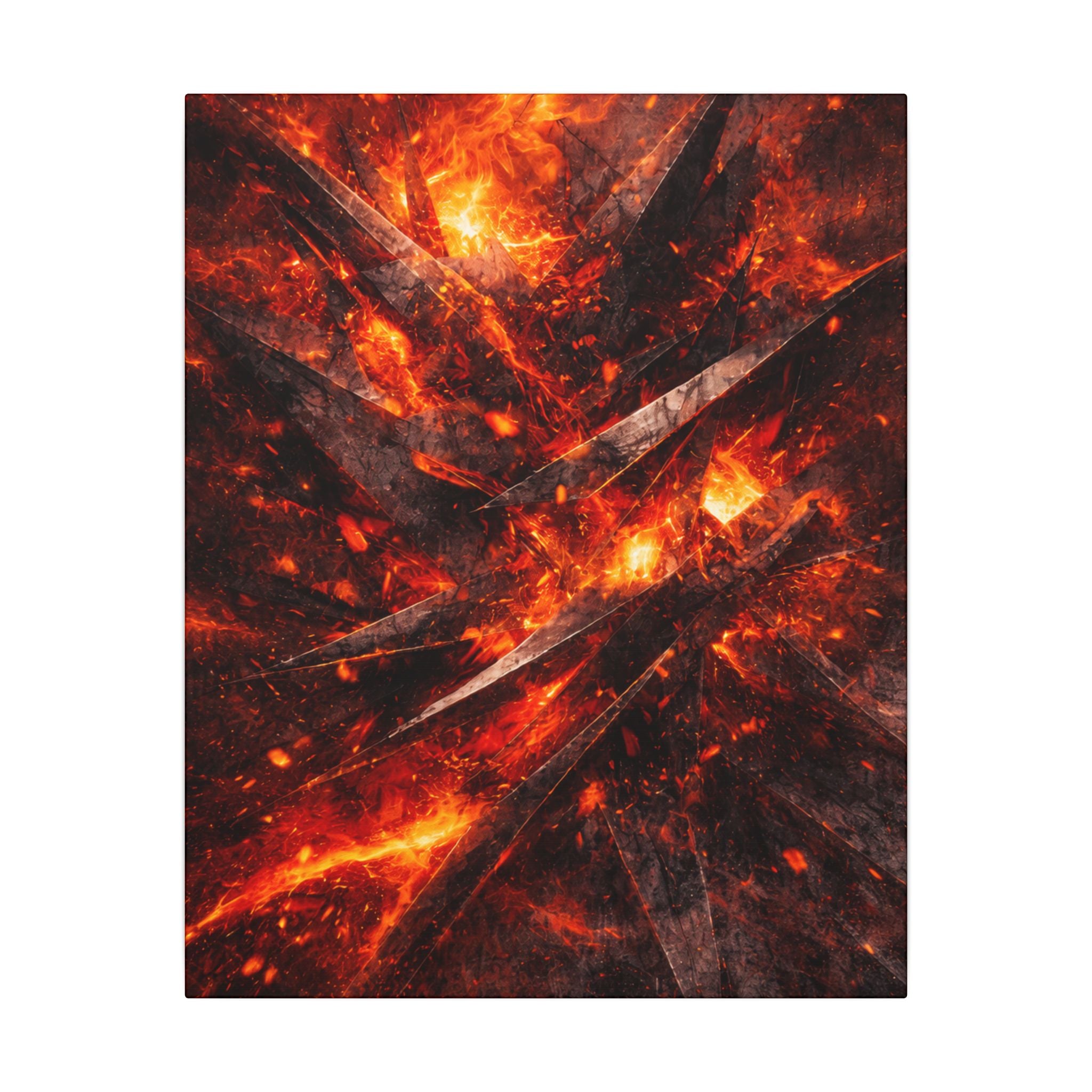 Molten Lava Abstract Canvas Wall Art Fiery Industrial Metal Shard Explosion Bold Modern Office Decor Dorm Decor 16" x 20"