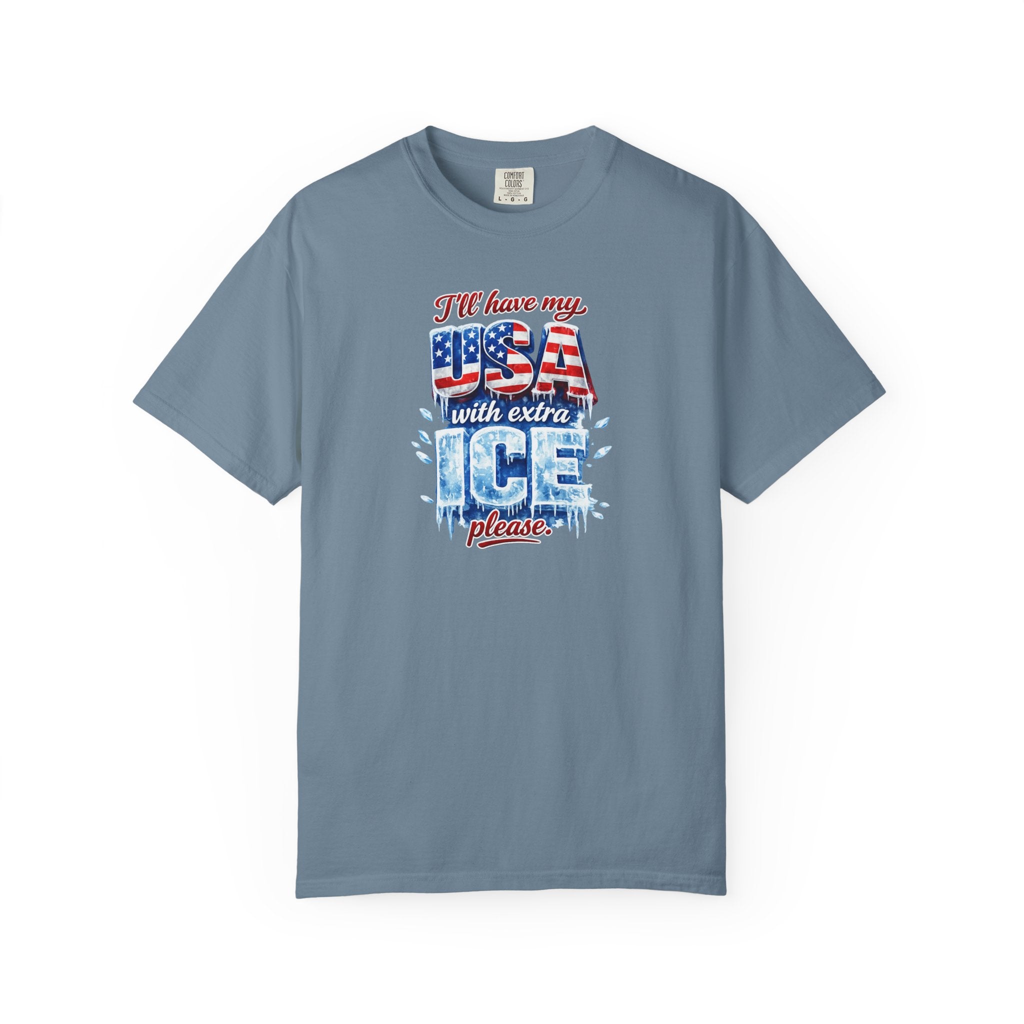 Patriotic "USA With Extra ICE" Shirt Men's Patriotic T-Shirt Pro Ice Merch USA Pride Apparel 6 colors 100% cotton