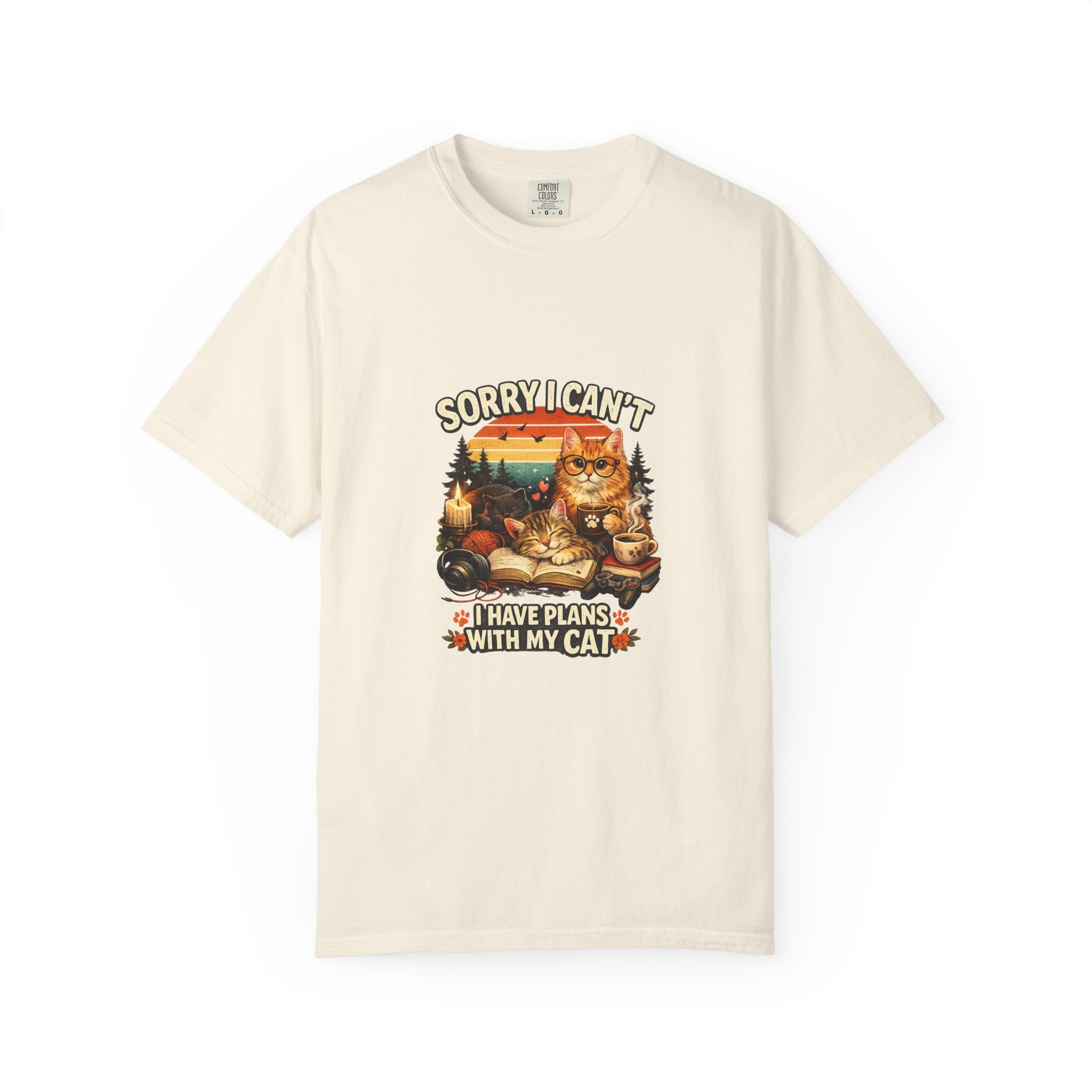 Sorry I Can't I Have Plans With My Cat TShirt Funny Cat Lover Shirt Cat Mom Tee Gift for Cat Owners 11 colors 100% cotton