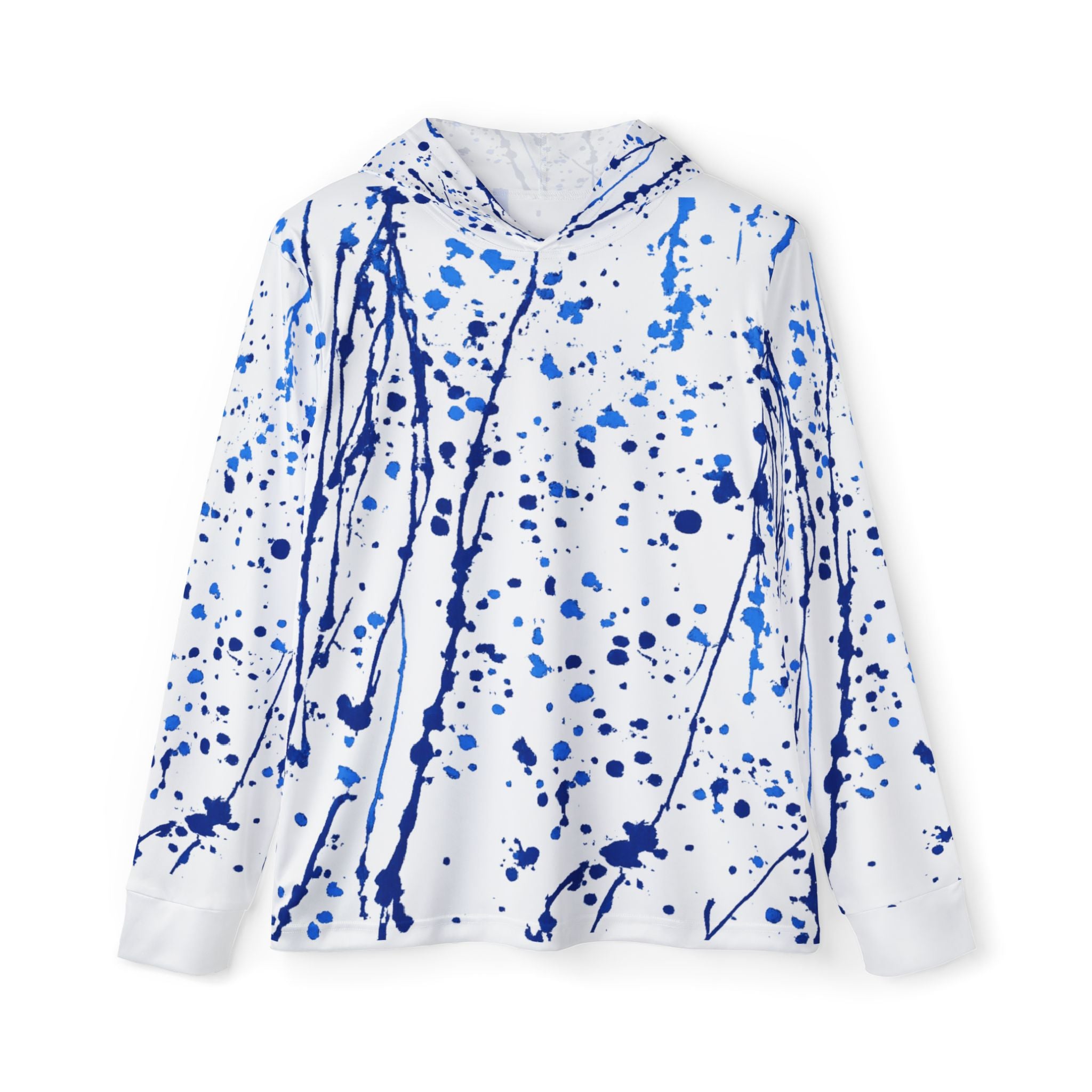Sats and Stripes Blue Paint Splatter UPF 50+ Performance Men's Sport Hoodie