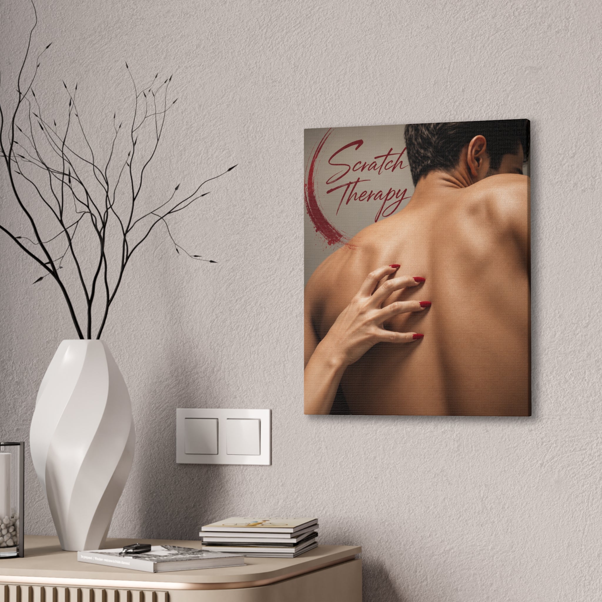 Scratch Therapy Romantic Canvas Wall Art Red Nails Bedroom Decor Sensual Modern Couple Artwork