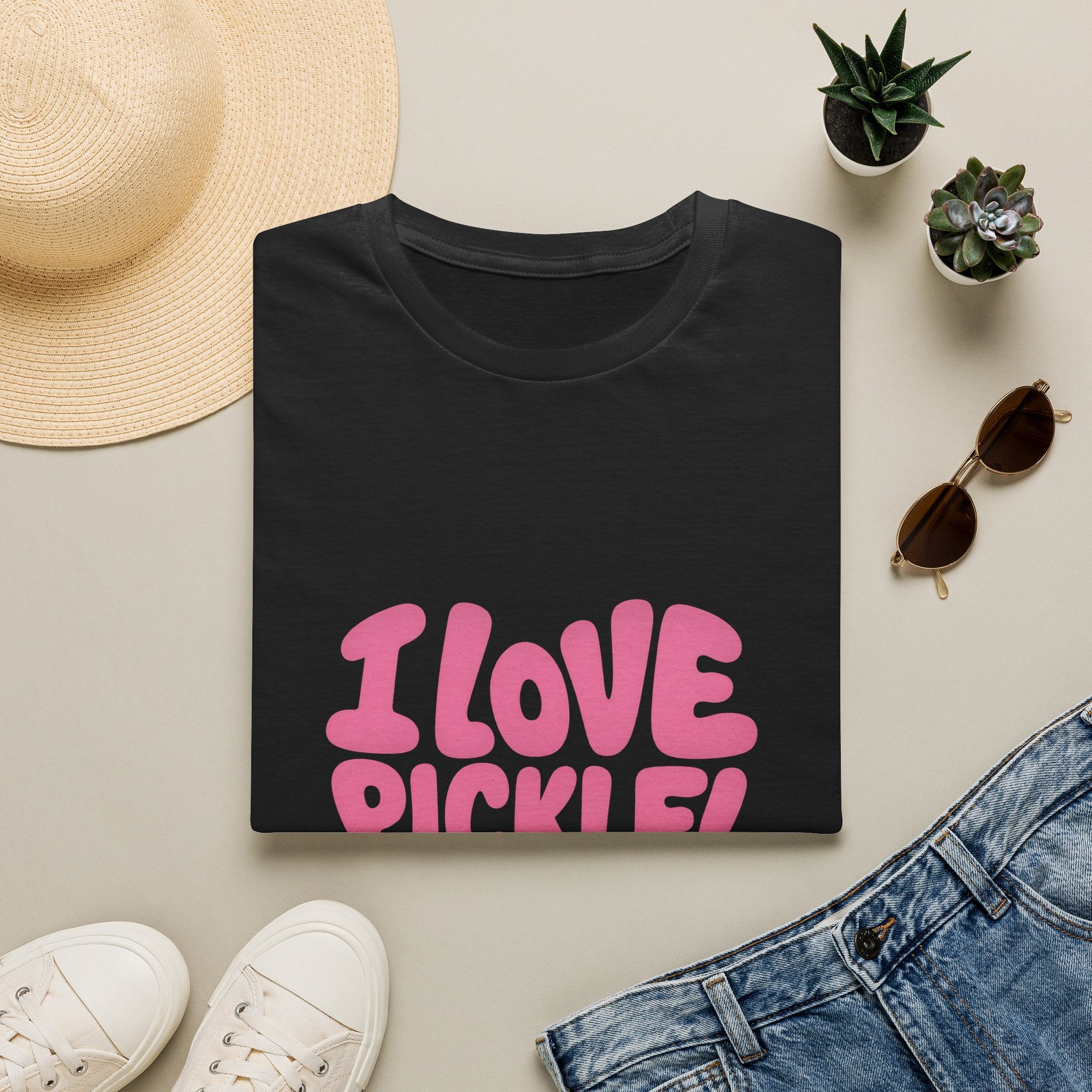 I Love Pickleball Heart Tee Cute Retro Bubble Letters T-Shirt for Pickleball Lovers 5 colors 100% cotton