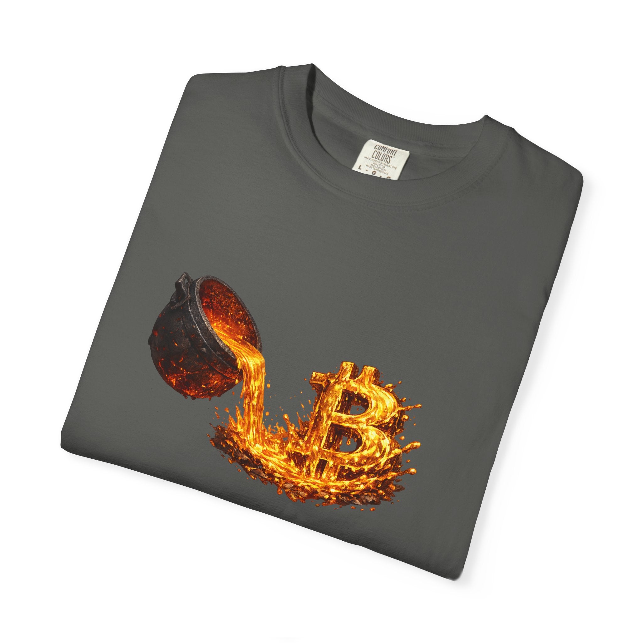Burning Bitcoin spoon T-shirt Crypto Investor Shirt Bitcoin Holder Apparel Digital Gold Graphic Tee 5 colors 100% cotton