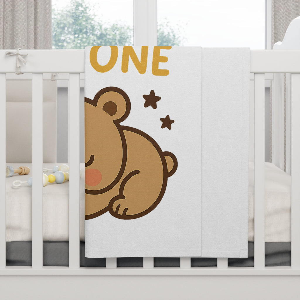 Dream Big Little One Baby Blanket Sleeping Bear Moon Stars Nursery Check out Matching Onesie