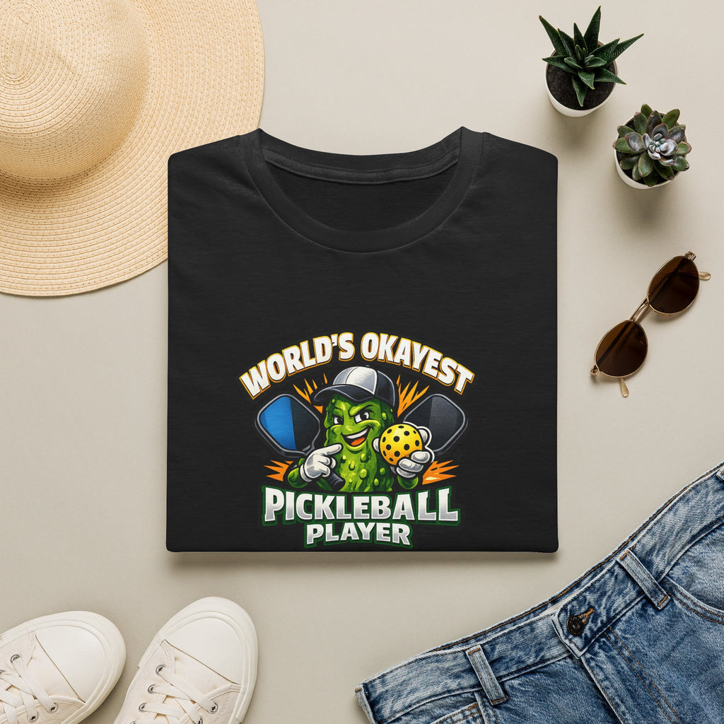 World’s Okayest Pickleball Player T-Shirt – Funny Pickleball Graphic Tee 5 colors 100% cotton