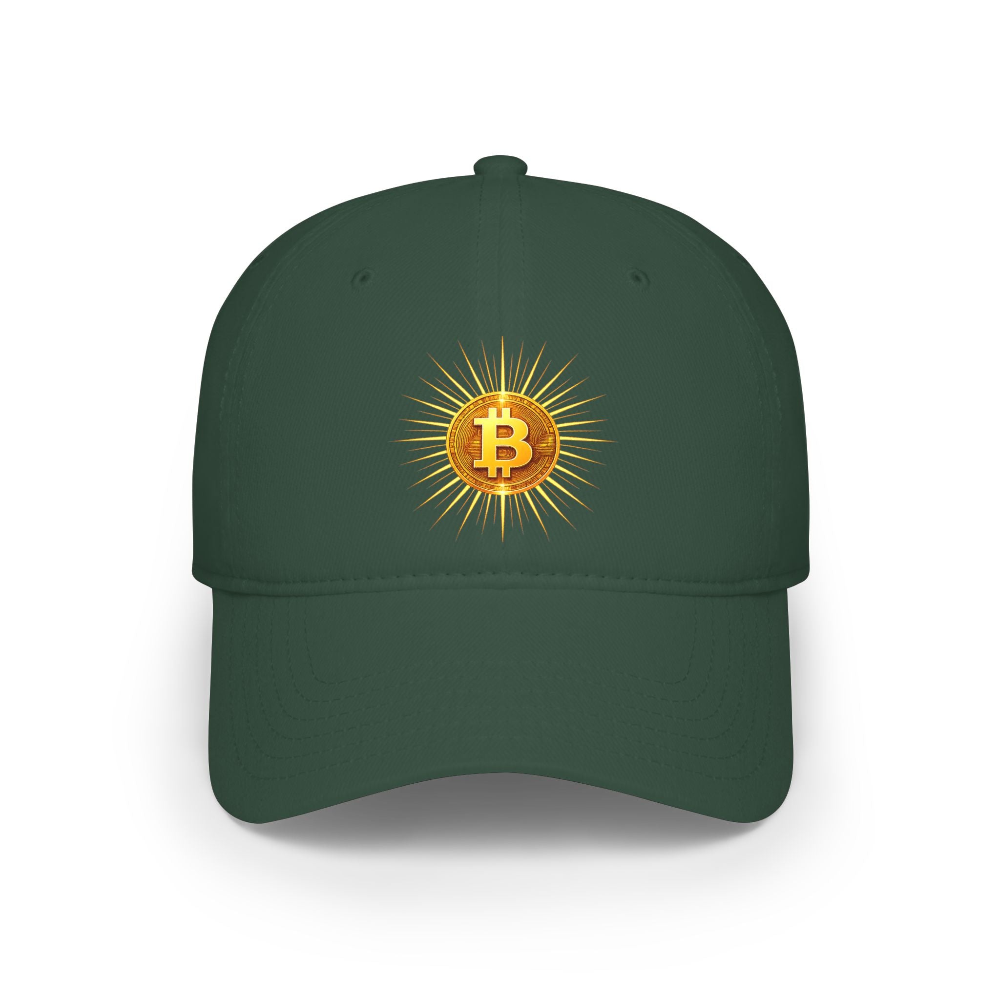 Sats and Stripes Bitcoin Sunburst Baseball Cap Forest Green