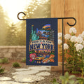 SatsandStripes.com Proud to Be From New York Garden Flag – Empire State NYC, Niagara Falls & Adirondacks Yard Décor 12 x 18