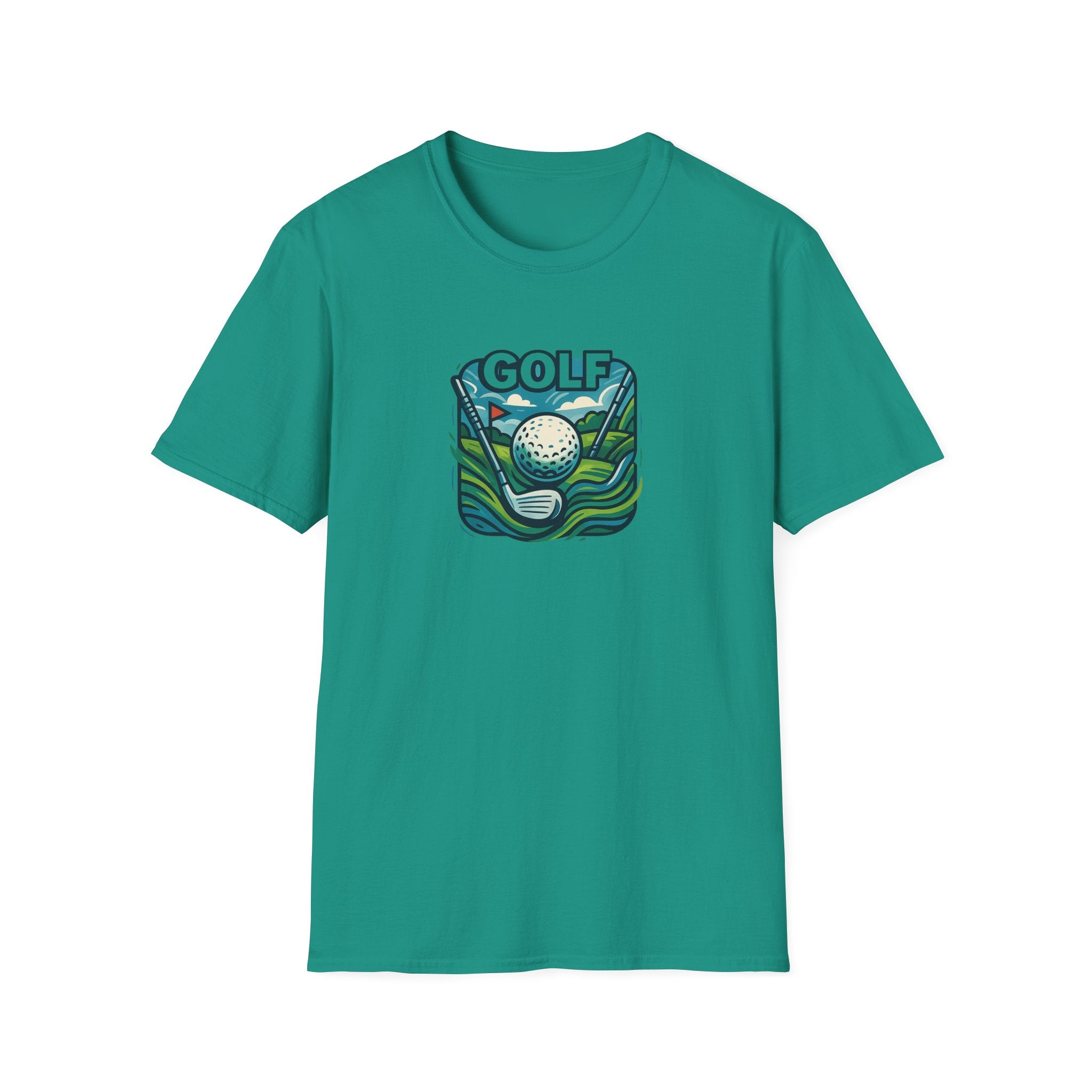 Retro Graphic Golf Tee with Club and Ball Design Perfect Gift for Golf Enthusiasts 4 colors 100% cotton