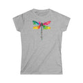 SatsandStripes.com Let It Be Colorful Dragonfly Women’s T-Shirt – Inspirational Graphic Tee Grey