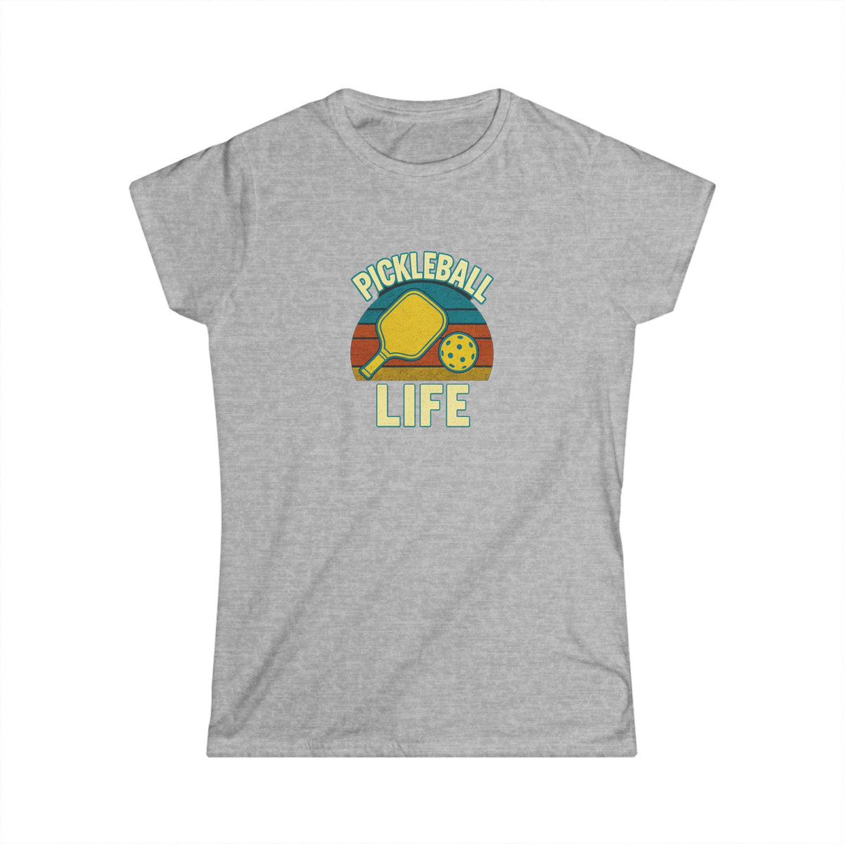 Sats and Stripes Pickleball Life Women's Softstyle Tee Grey