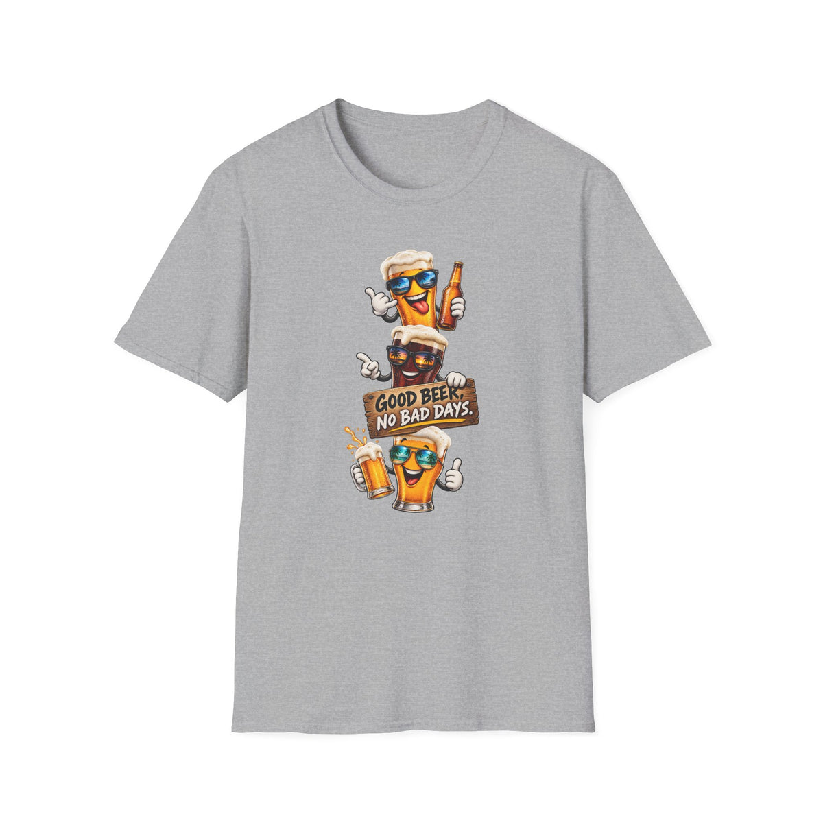 Satsandtripes.com Good Beer No Bad Days T-Shirt – Funny Beer Lover Graphic Tee Grey