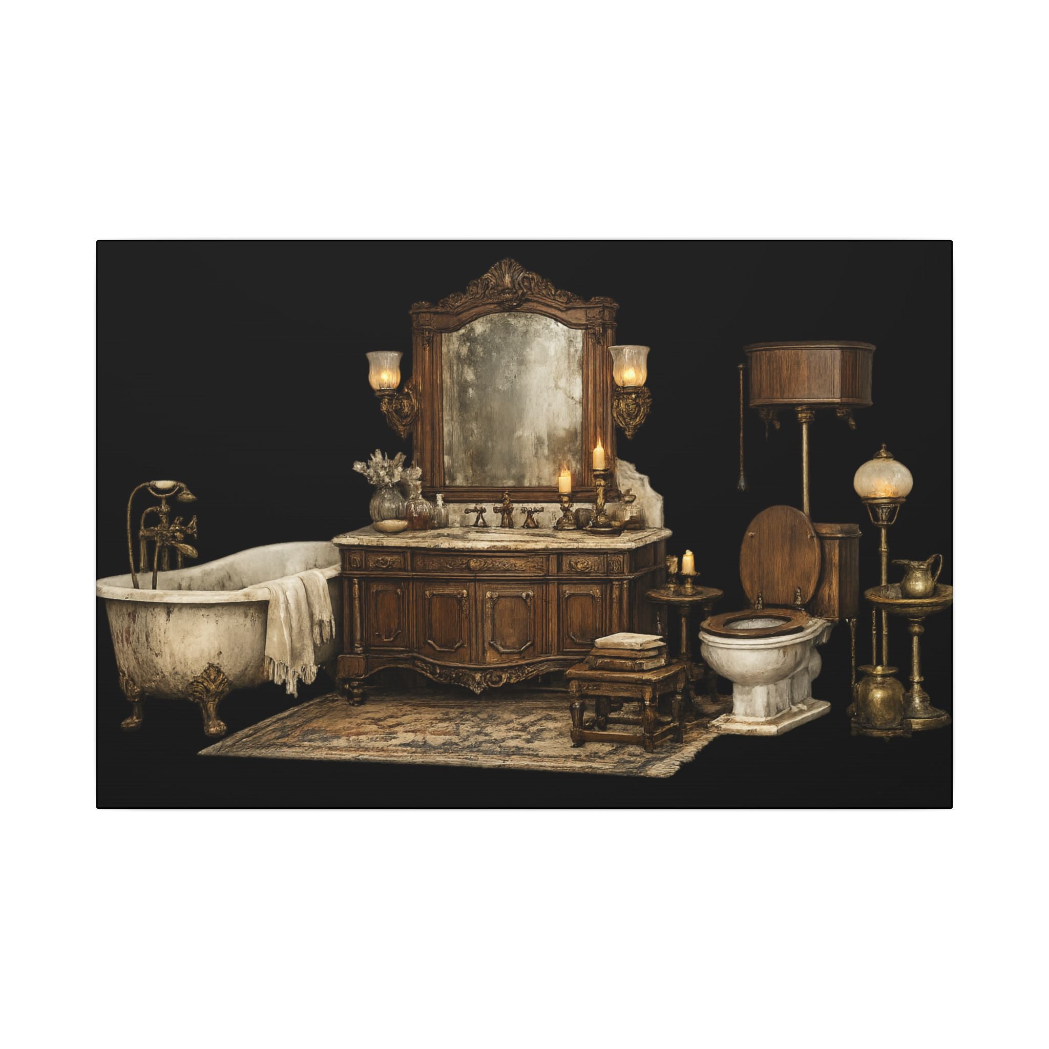 Antique Bathroom Canvas Art Vintage Clawfoot Tub Wall Art Rustic Bathroom Decor Farmhouse Bath Wall Canvas Available in 2 Sizes