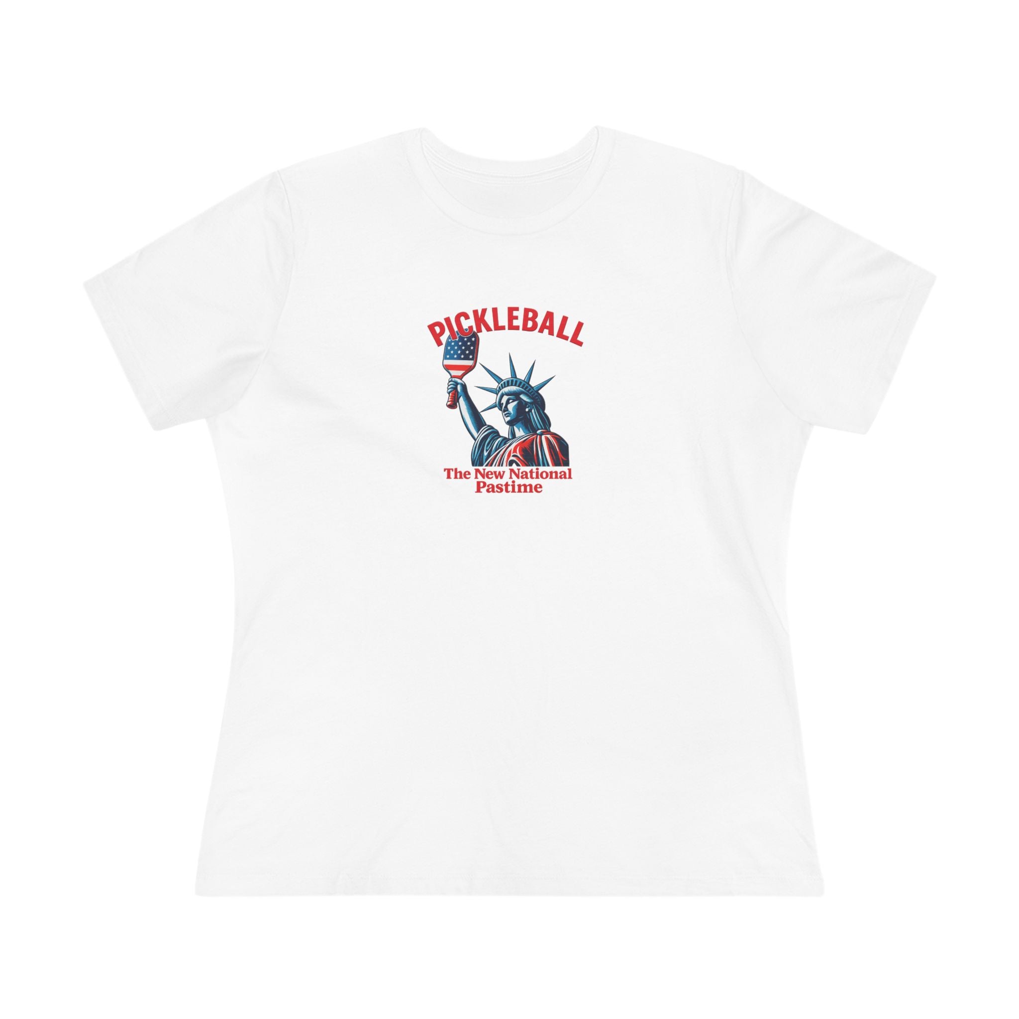 Statue of Liberty Pickleball The New National Pastime Tee Women's Patriotic Pickleball Shirt Pickleball Gift 5 colors 100% cotton