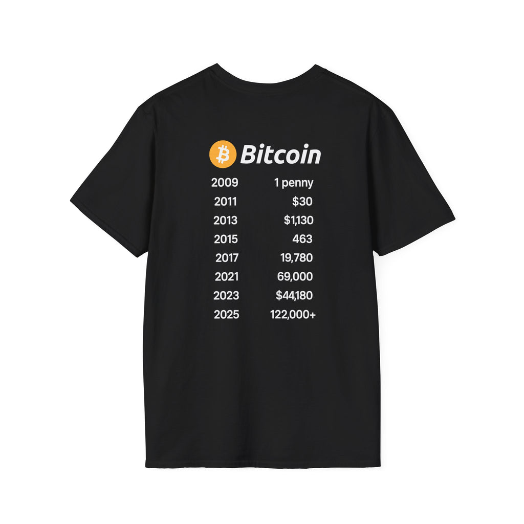 Sats and Stripes Bitcoin All-Time Highs Timeline T-Shirt Black