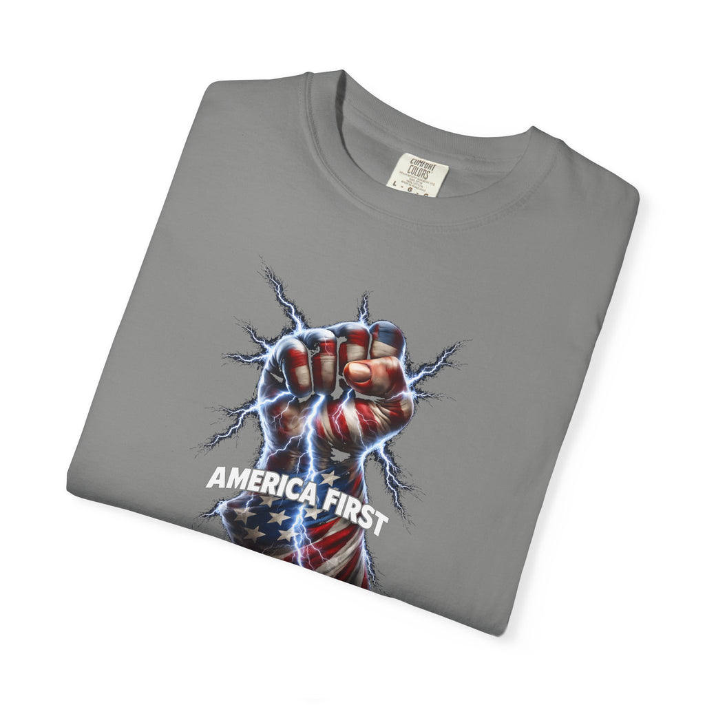 America First Patriotic T-Shirt MAGA Supporter Graphic Tee Pro America Political Apparel 4 colors 100% cotton