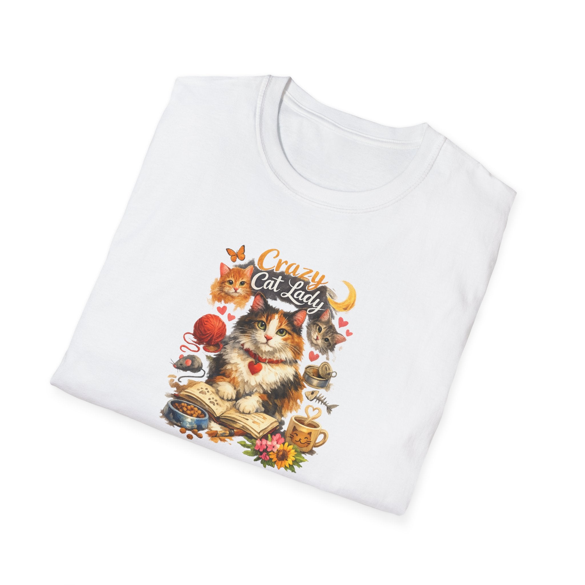 Crazy Cat Lady T-Shirt Cute Cat Mom Graphic Tee Cat Lover Shirt Gift for Cat Moms Whimsical Cat Art Top 8 colors 100% cotton