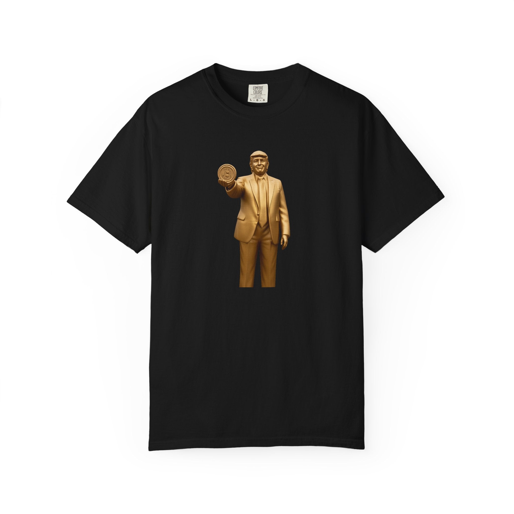 Golden Trump Bitcoin Statue TShirt Political Crypto Graphic Tee Bold Pro-Trump Bitcoin Supporter Shirt 6 colors 100% cotton
