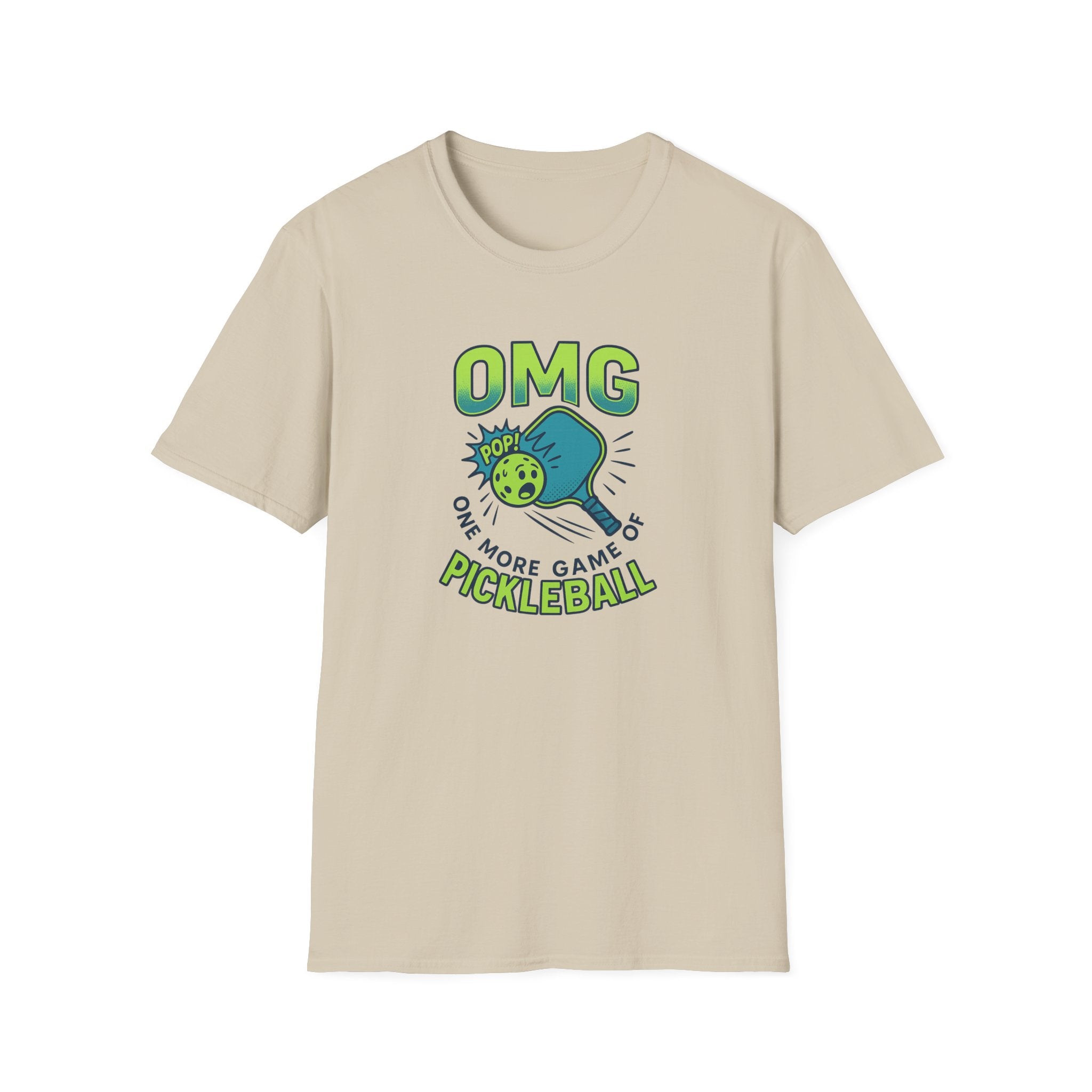 Sats and Stripes OMG One More Game of Pickleball Tee T-Shirt Sand