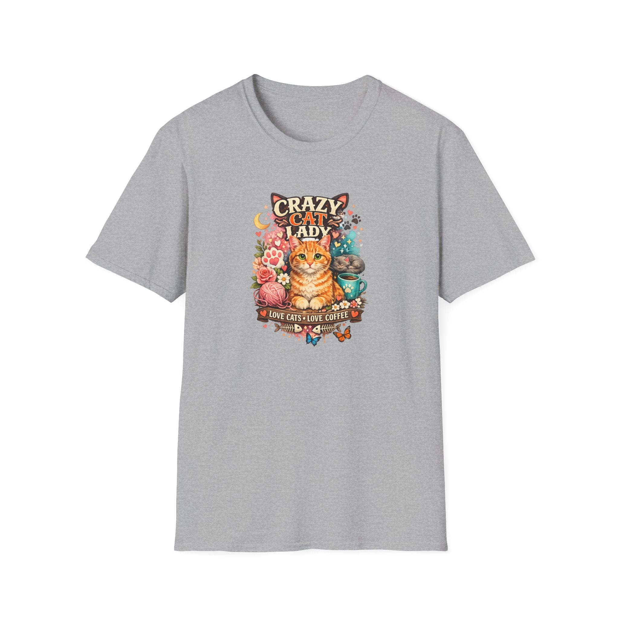 Crazy Cat Lady T-Shirt Love Cats Love Coffee Tee Cute Cat Mom Shirt Funny Cat Lover Top Gift for Cat Owners 8 colors 100% cotton
