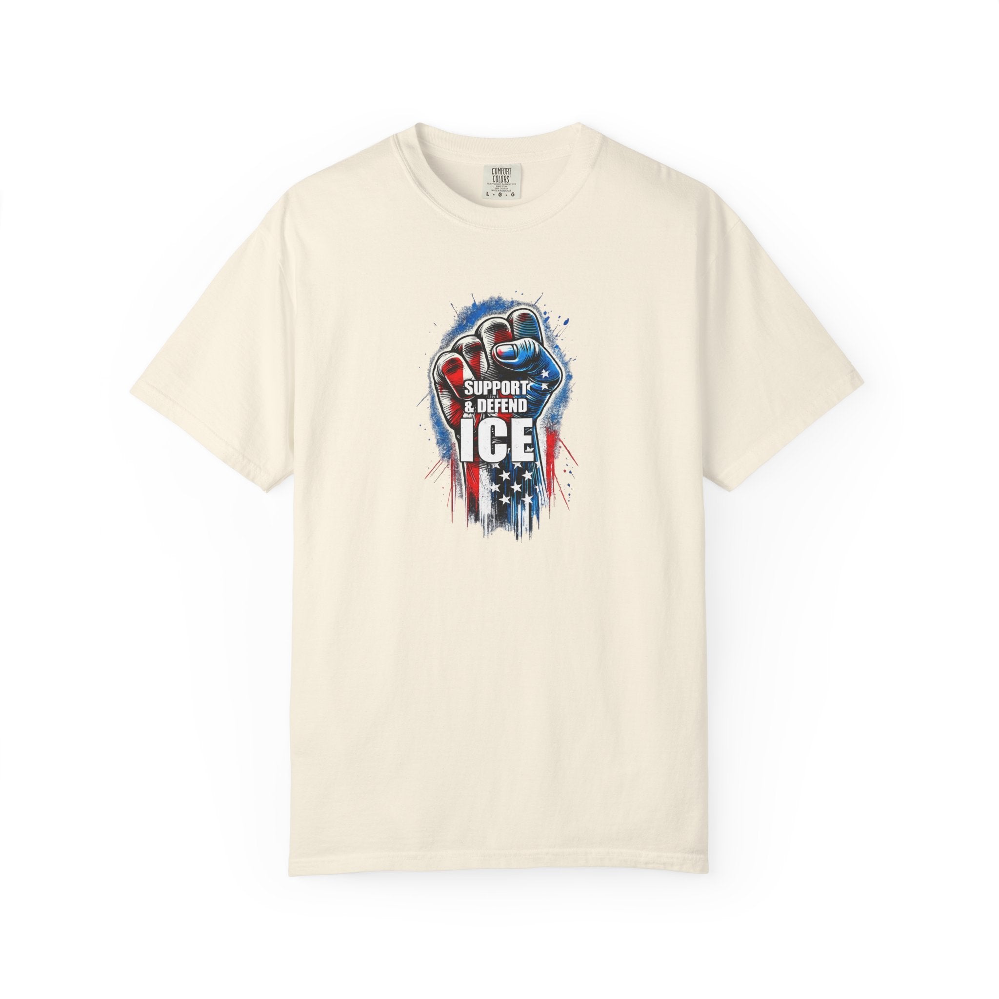 Support & Defend ICE T-Shirt Patriotisches Strafverfolgungs-Shirt Pro ICE Grafik-T-Shirt Amerikanische Flagge Faust-Shirt 5 Farben 100% Baumwolle