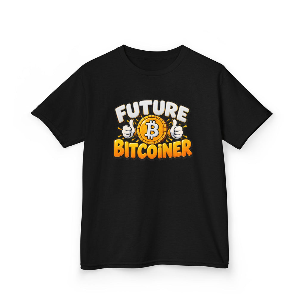 SatsandStripes.com Future Bitcoiner Youth T-Shirt – Kids Bitcoin Graphic Tee Black