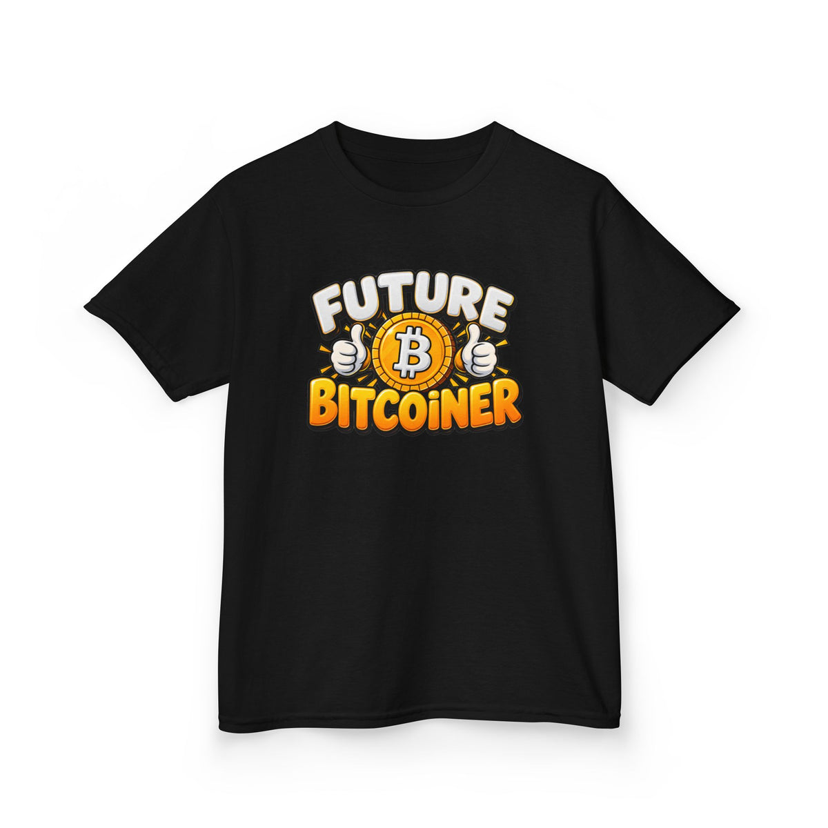 SatsandStripes.com Future Bitcoiner Youth T-Shirt – Kids Bitcoin Graphic Tee Black