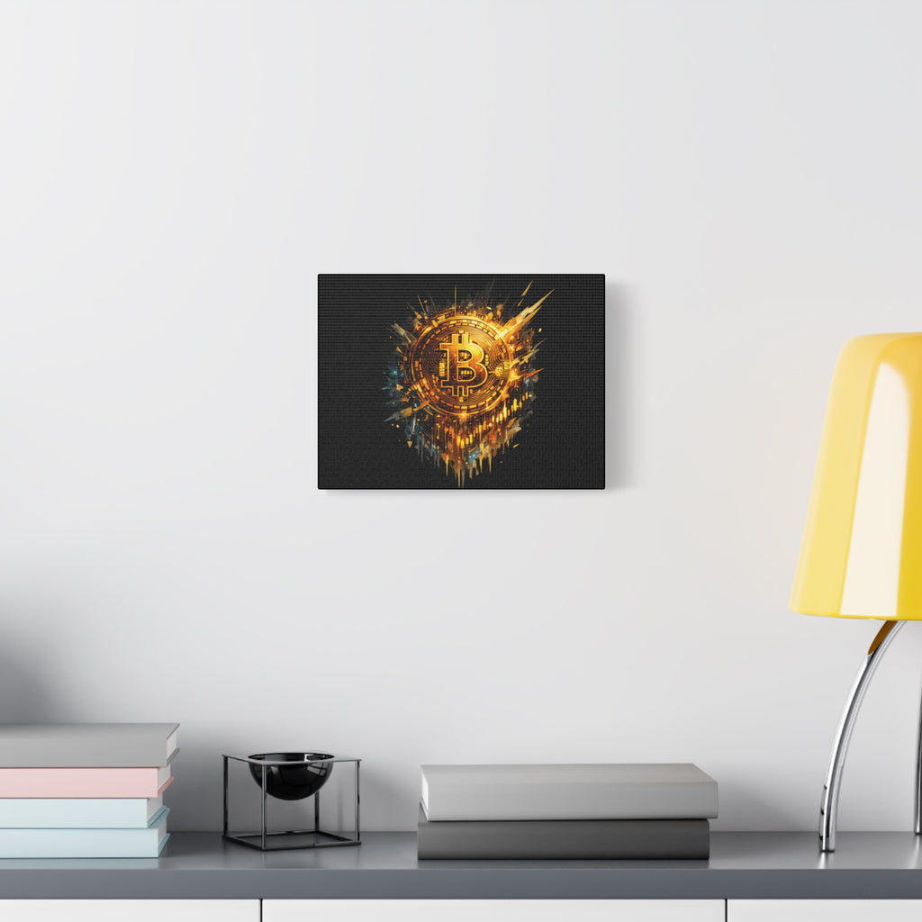 Bitcoin Wall Art Canvas Gold Bitcoin Artwork Crypto Wall Decor Modern Bitcoin Canvas Print Cryptocurrency Office Art 12 x 9