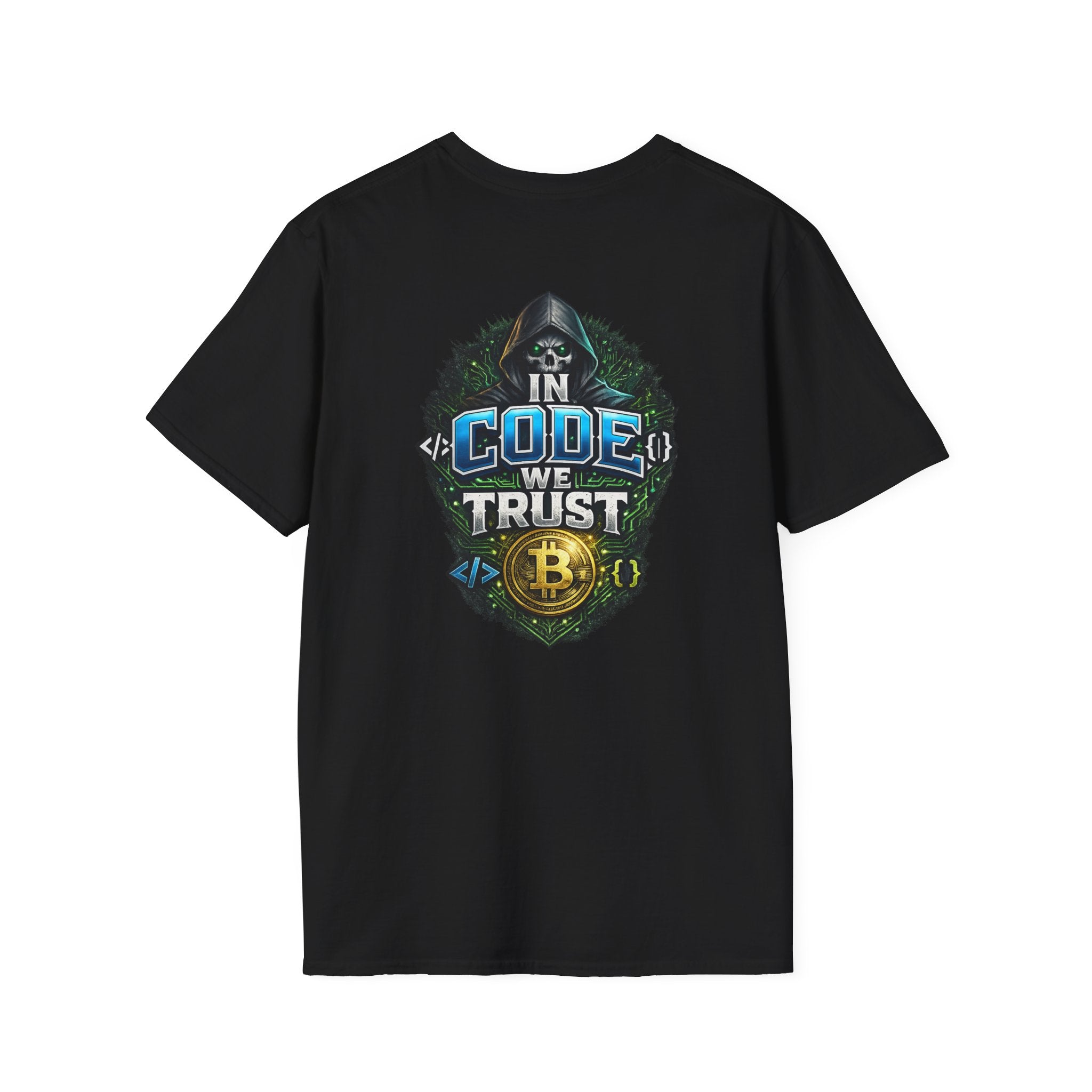 Sats and Stripes In Code We Trust Bitcoin Back Print T-Shirt Black