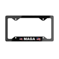 MAGA License Plate Frame Bold Patriotic Flag Design Glossy Aluminum Easy Install