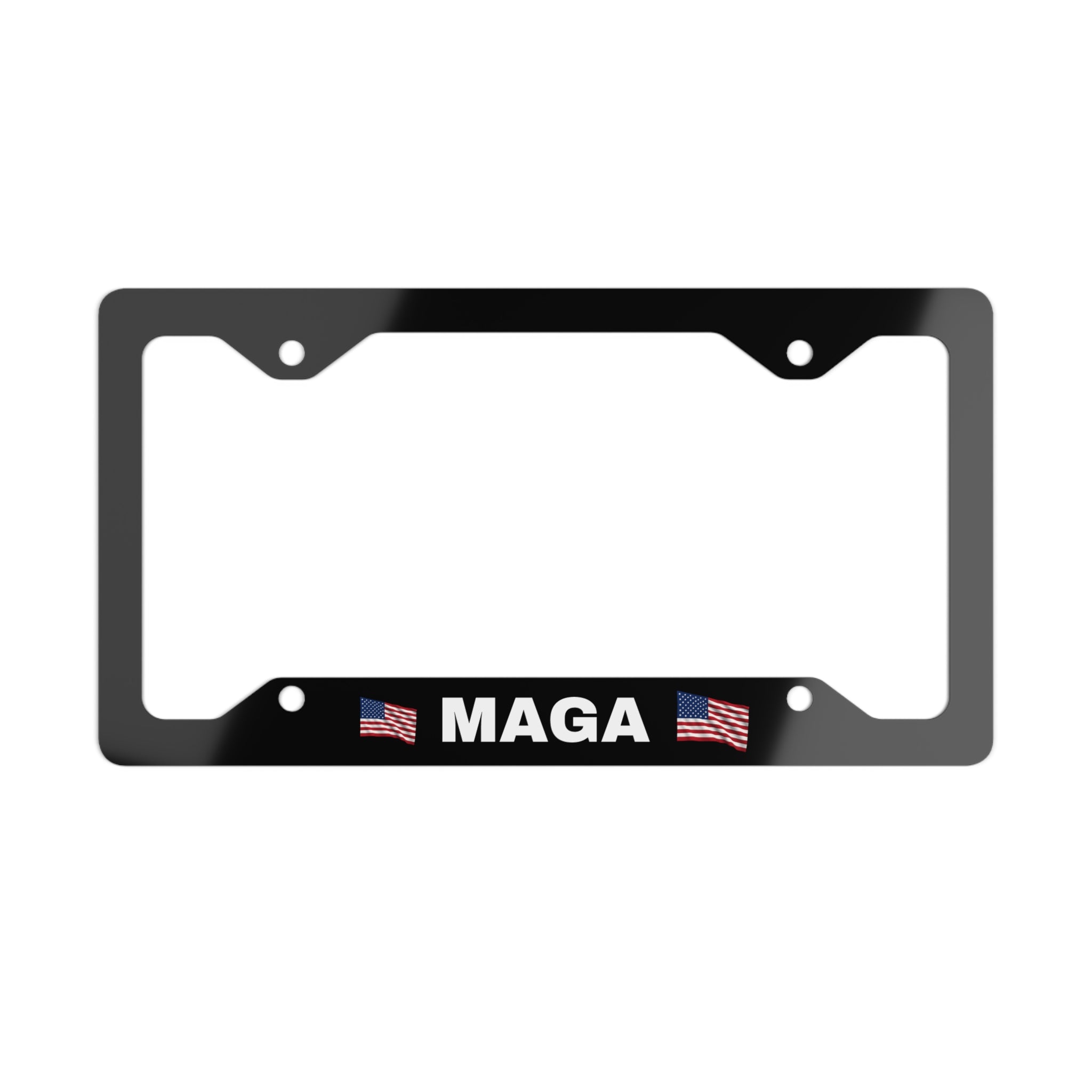 MAGA License Plate Frame Bold Patriotic Flag Design Glossy Aluminum Easy Install
