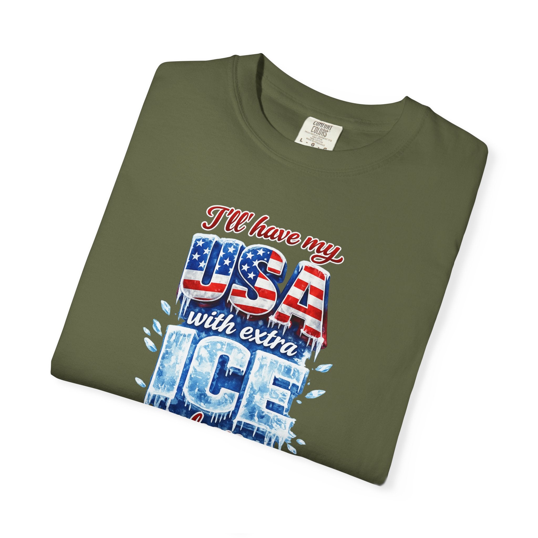 Patriotic "USA With Extra ICE" Shirt Men's Patriotic T-Shirt Pro Ice Merch USA Pride Apparel 6 colors 100% cotton