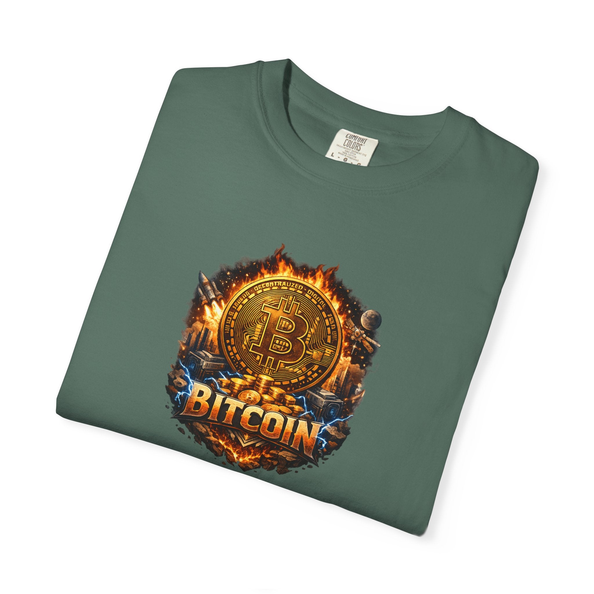 Bitcoin Flame Logo T-shirt Crypto Graphic Tee Digital Currency Design 12 colors 100% cotton