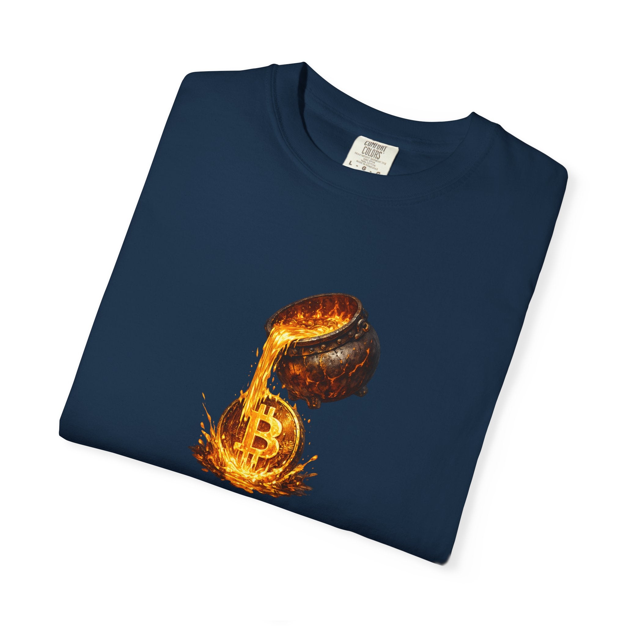 Molten Bitcoin Pour Tshirt Crypto Lava Gold Graphic Tee Bitcoin Investor Shirt 7 colors 100% cotton