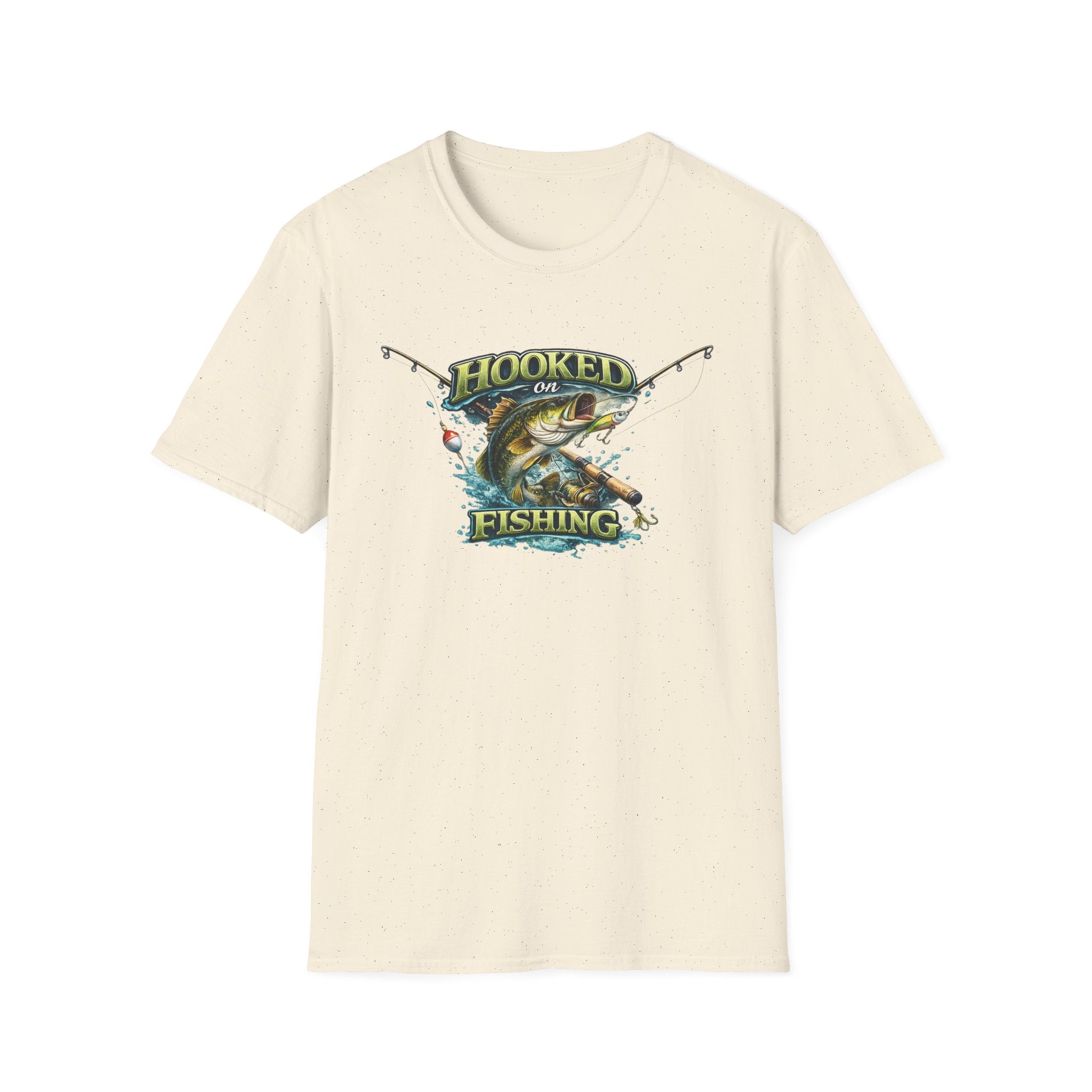 Hooked on Fishing T-Shirt Bass Fishing Graphic Tee for Anglers 8 colors 100% cotton