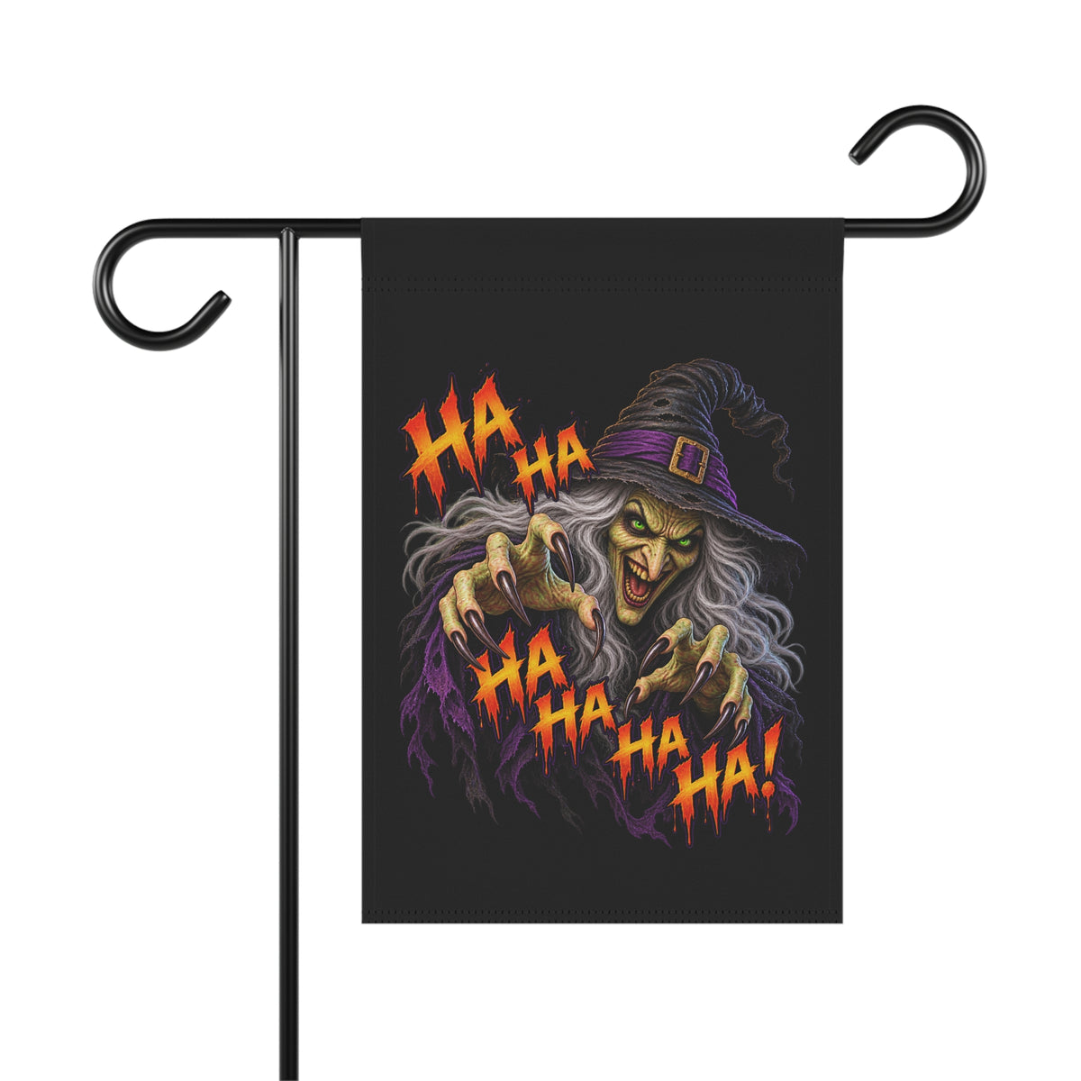 Satsatripes.com Scary Witch Halloween 12 x 18 Garden Flag Evil Laugh “Ha Ha Ha” Double-Sided Yard Decor