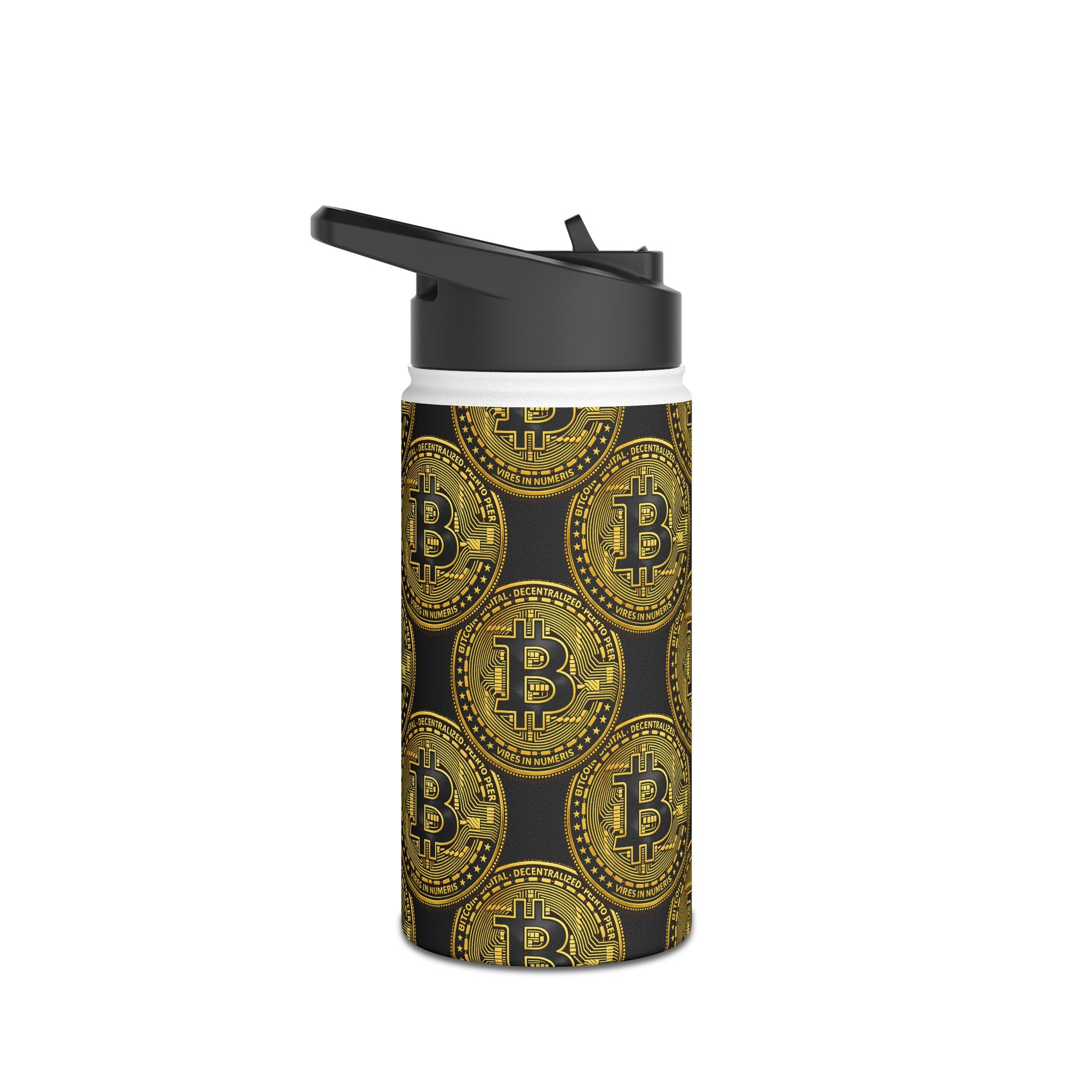 Bitcoin Stainless Steel Water Bottle Black And Gold Crypto Bottle (3 sizes)
