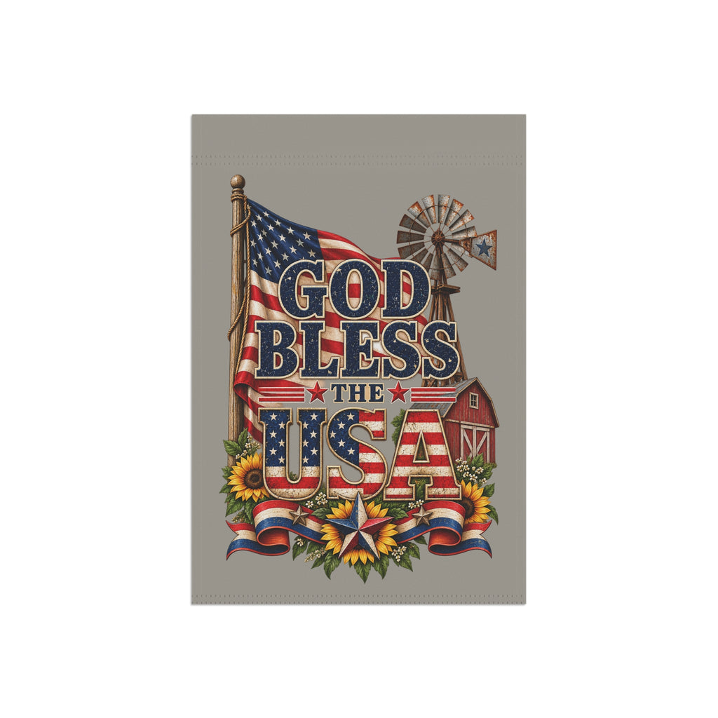 SatsandStripes.com God Bless the USA , 12 x 18 Garden Flag – Rustic Patriotic American Flag Yard Décor Outdoor Garden Banner