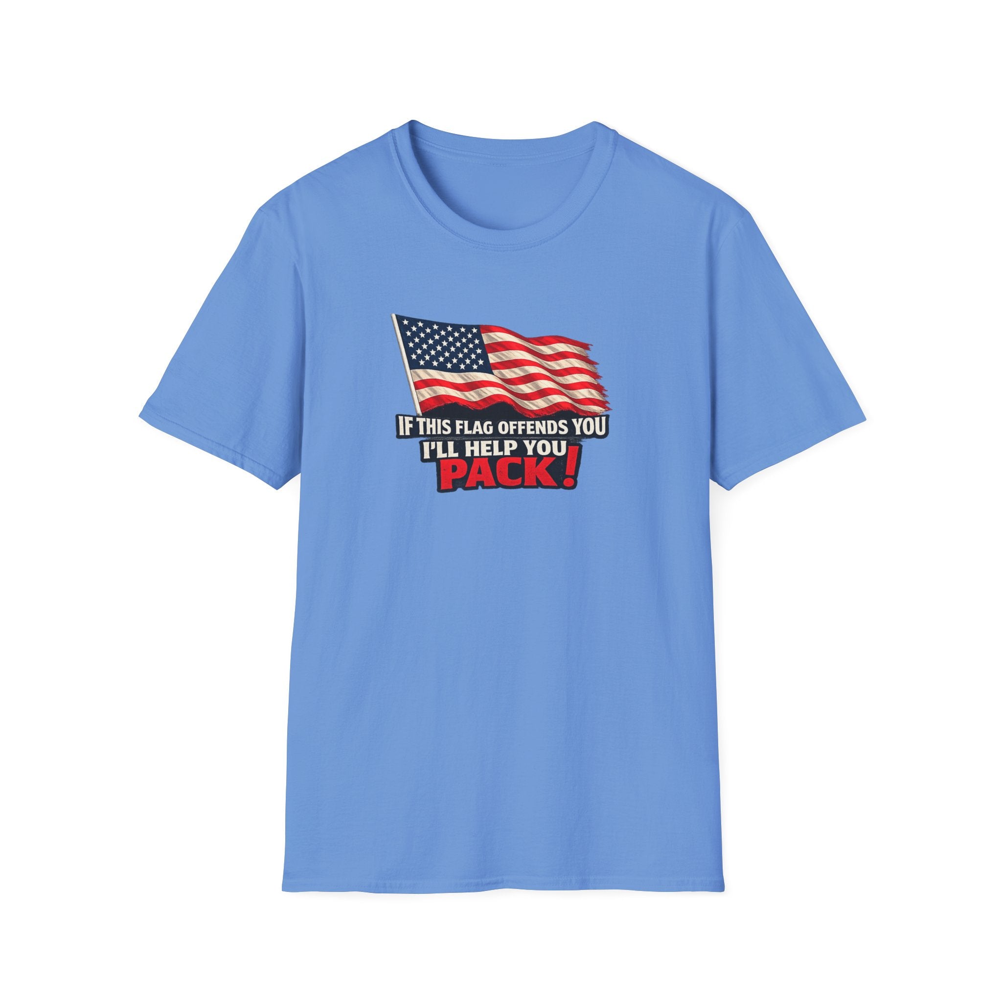 Wenn diese Flagge Sie beleidigt, helfe ich Ihnen beim Packen Tee Patriotisches American Flag Shirt Geschenk für Patrioten 7 Farben 100% Baumwolle