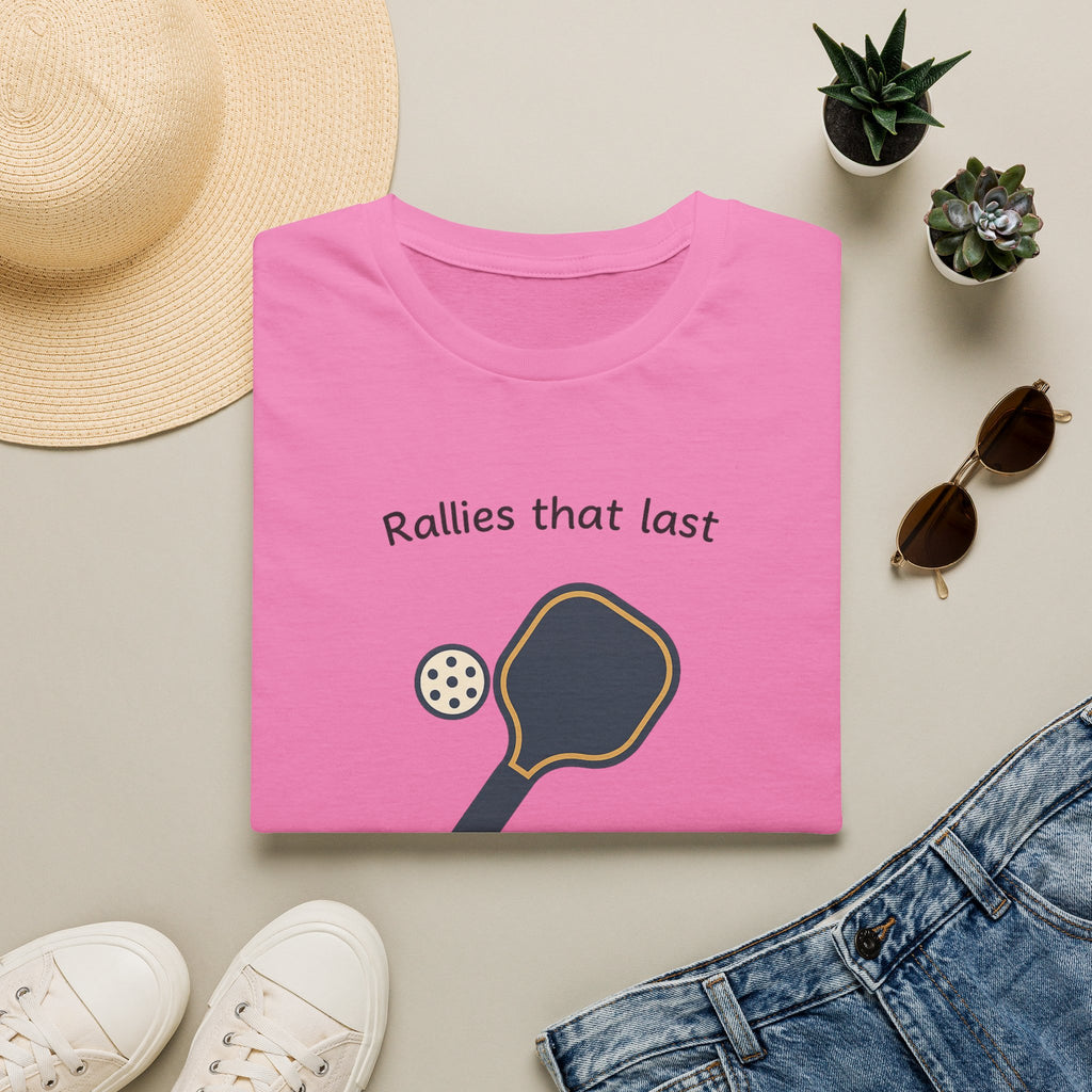Sats and Stripes Pickleball Friends Forever T-Shirt Tee Rallies That Last Friendships That Last Longer Azalea Folded