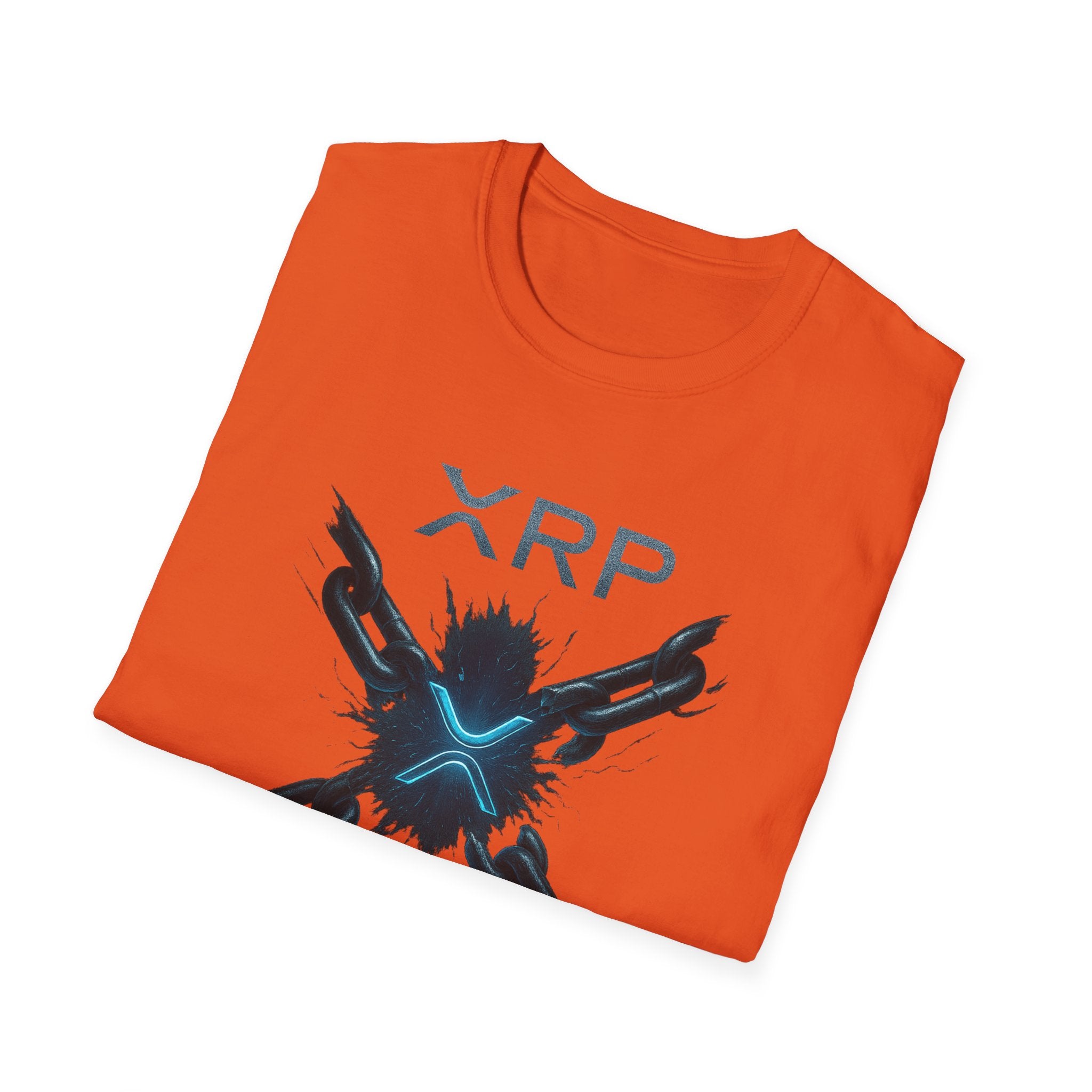 Sats and Stripes XRP Unchained Liquidity Ripple Crypto T-Shirt Orange Folded