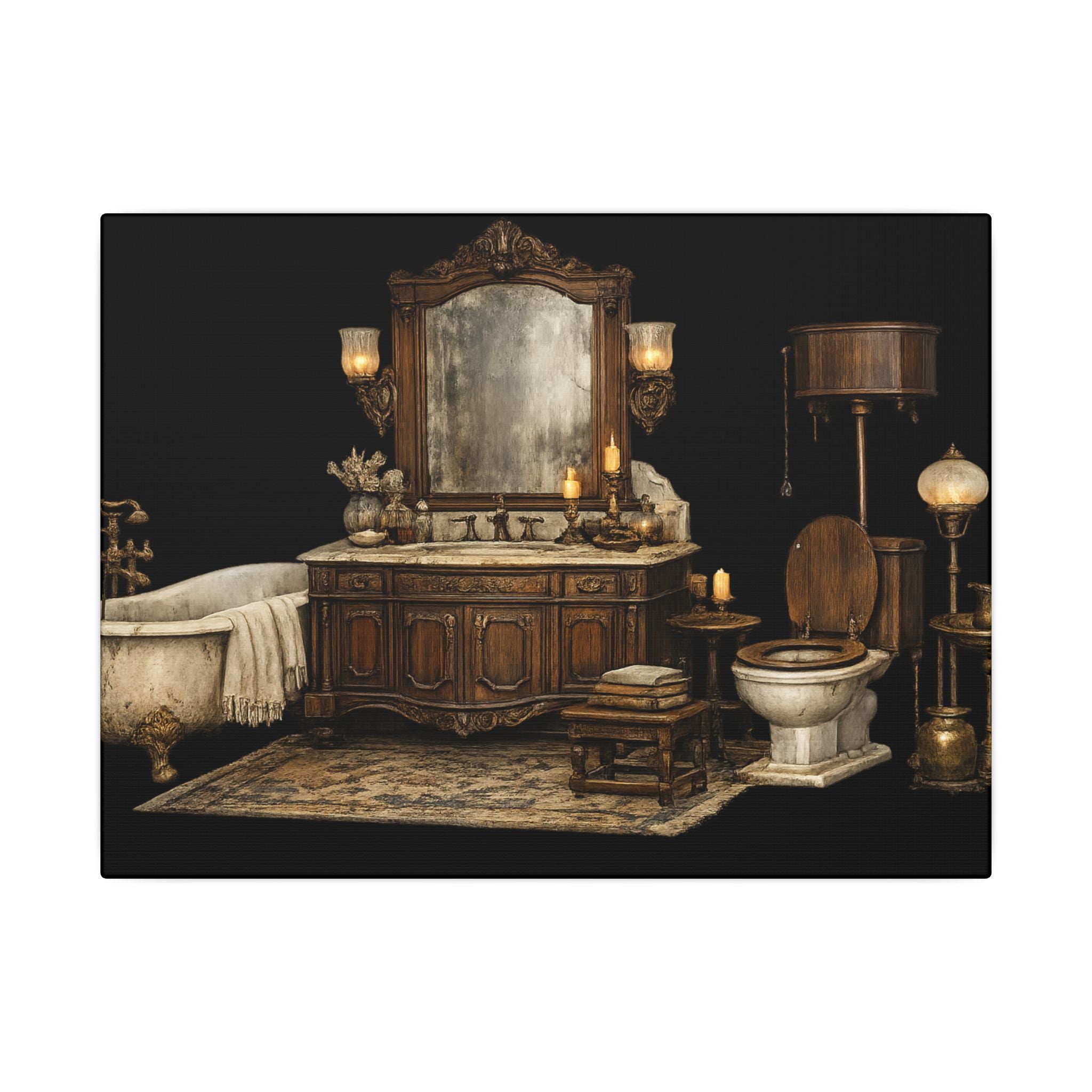 Antique Bathroom Canvas Art Vintage Clawfoot Tub Wall Art Rustic Bathroom Decor Farmhouse Bath Wall Canvas Available in 2 Sizes