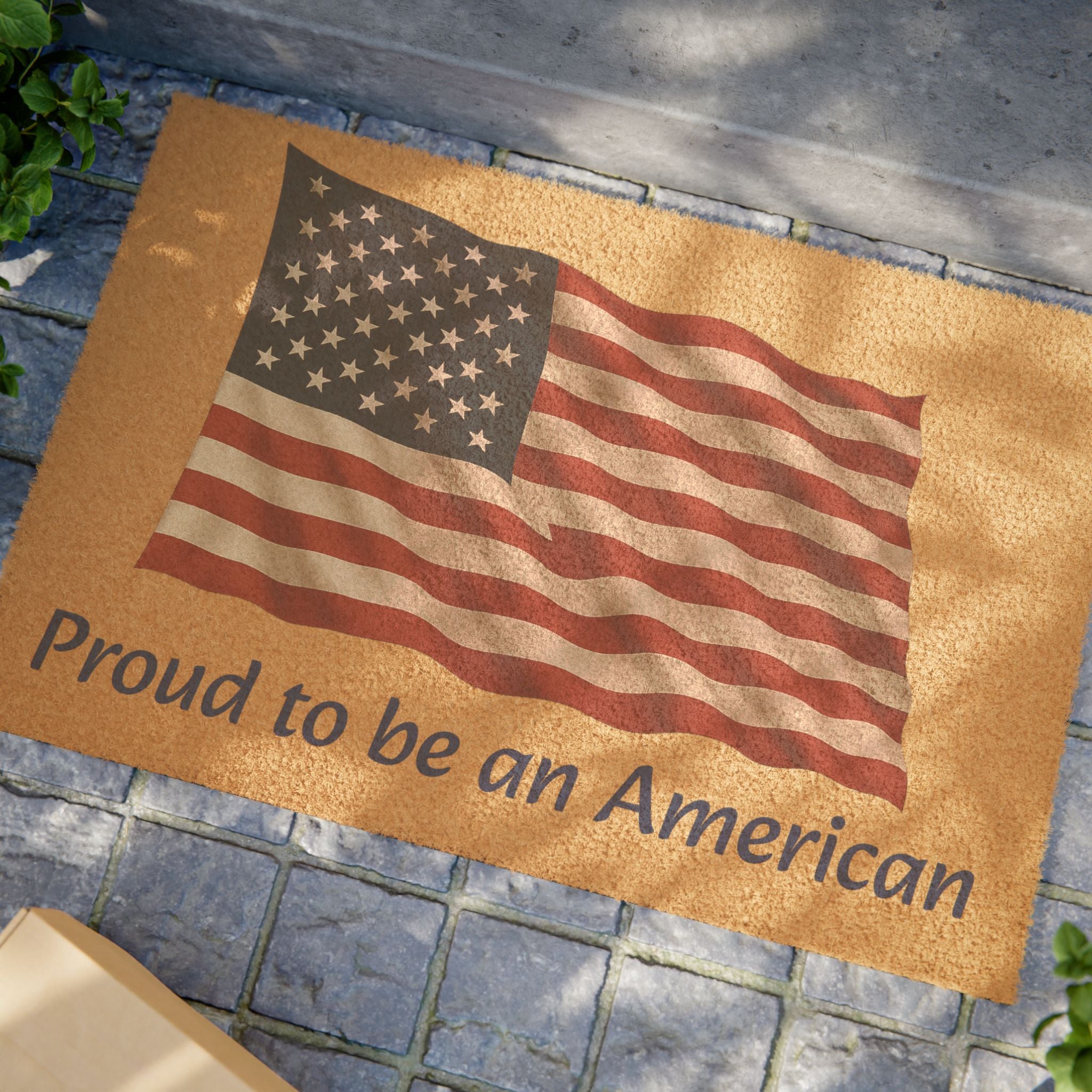 Proud to be an American Patriotic Doormat USA Flag Entrance Mat Outdoor Welcome Mat Independence Day Decor 4th of July Gift