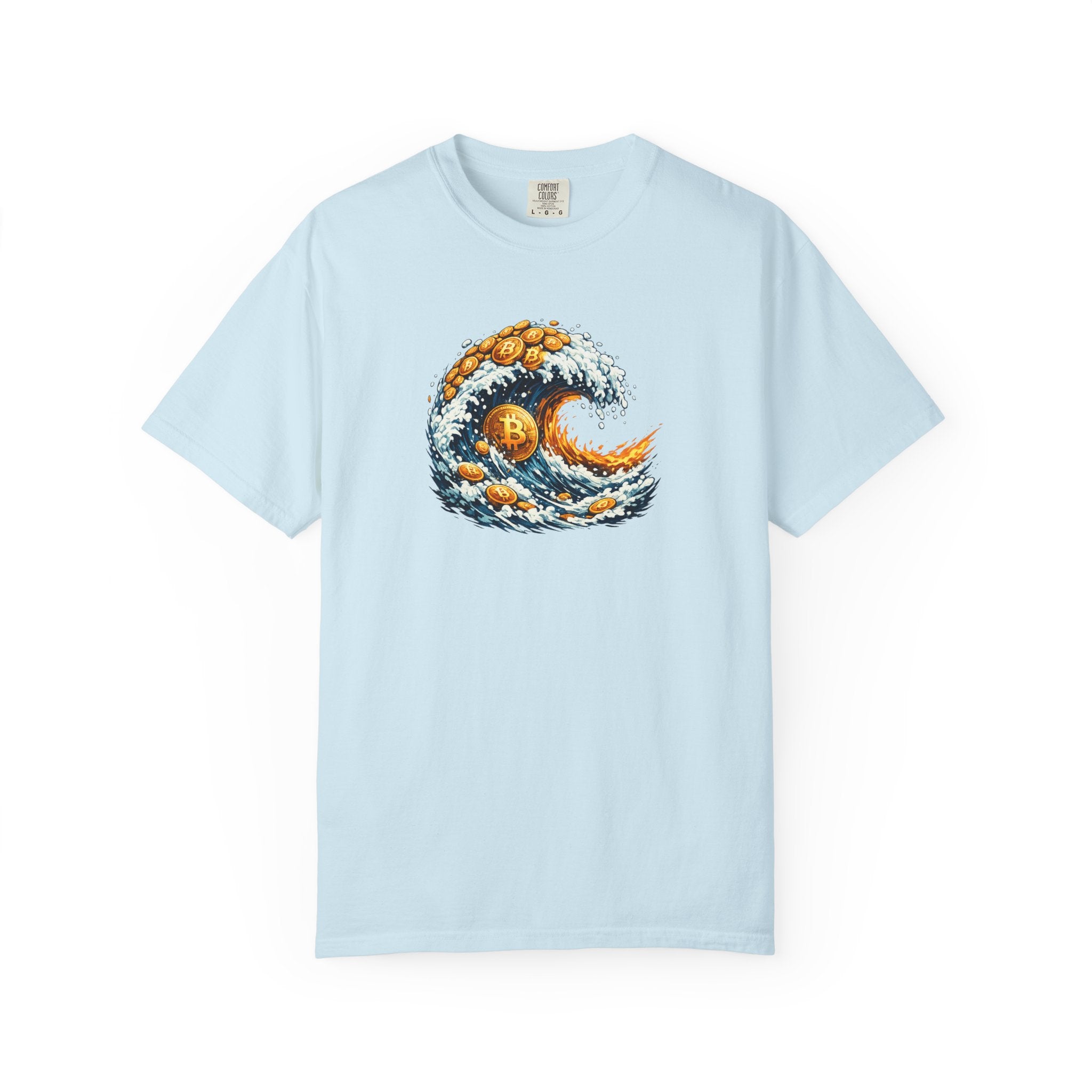 Bitcoin Tidal Wave T-Shirt Futuristic Crypto Graphic Tee Bitcoin Art Shirt Crypto Gift for Him 12 colors 100% cotton