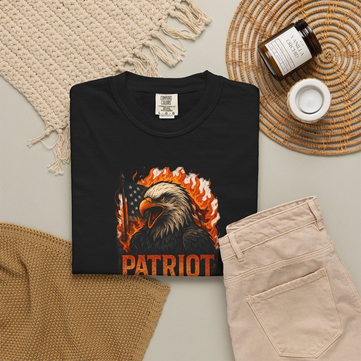 SatsandStripes.com Patriot Eagle T-Shirt Bald Eagle American Flag Graphic Tee Freedom-USA Pride Black