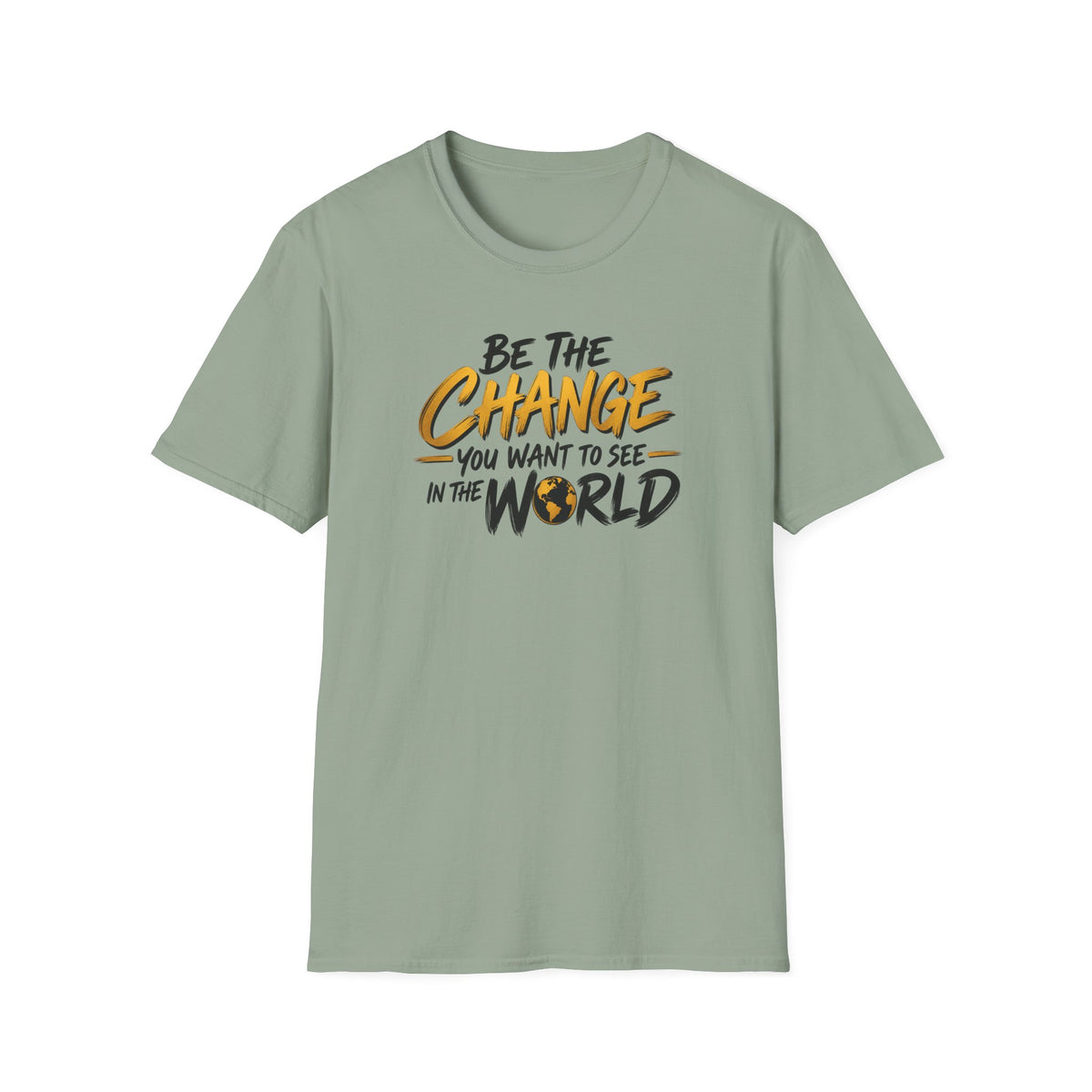 Satsandtripes.com Be the Change T-Shirt – Inspirational World Change Graphic Tee Sage
