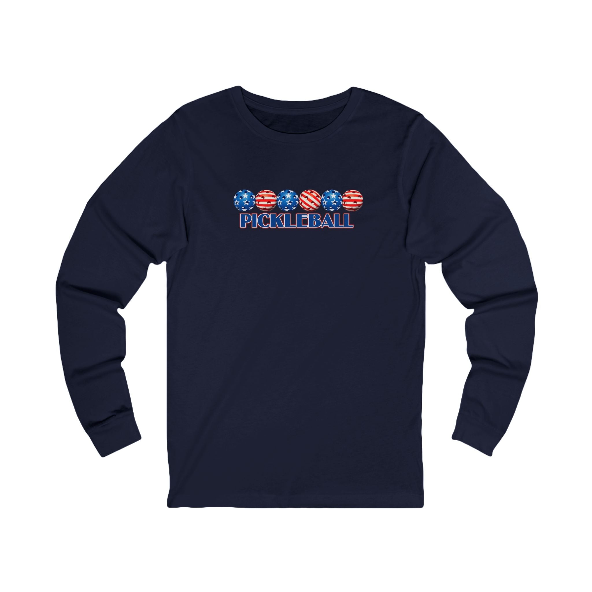 Patriotisches Pickleball Langarmshirt USA Pickleball Amerikanische Flagge Pickleball Spieler Geschenk Court Sports 4 Farben 100% Baumwolle