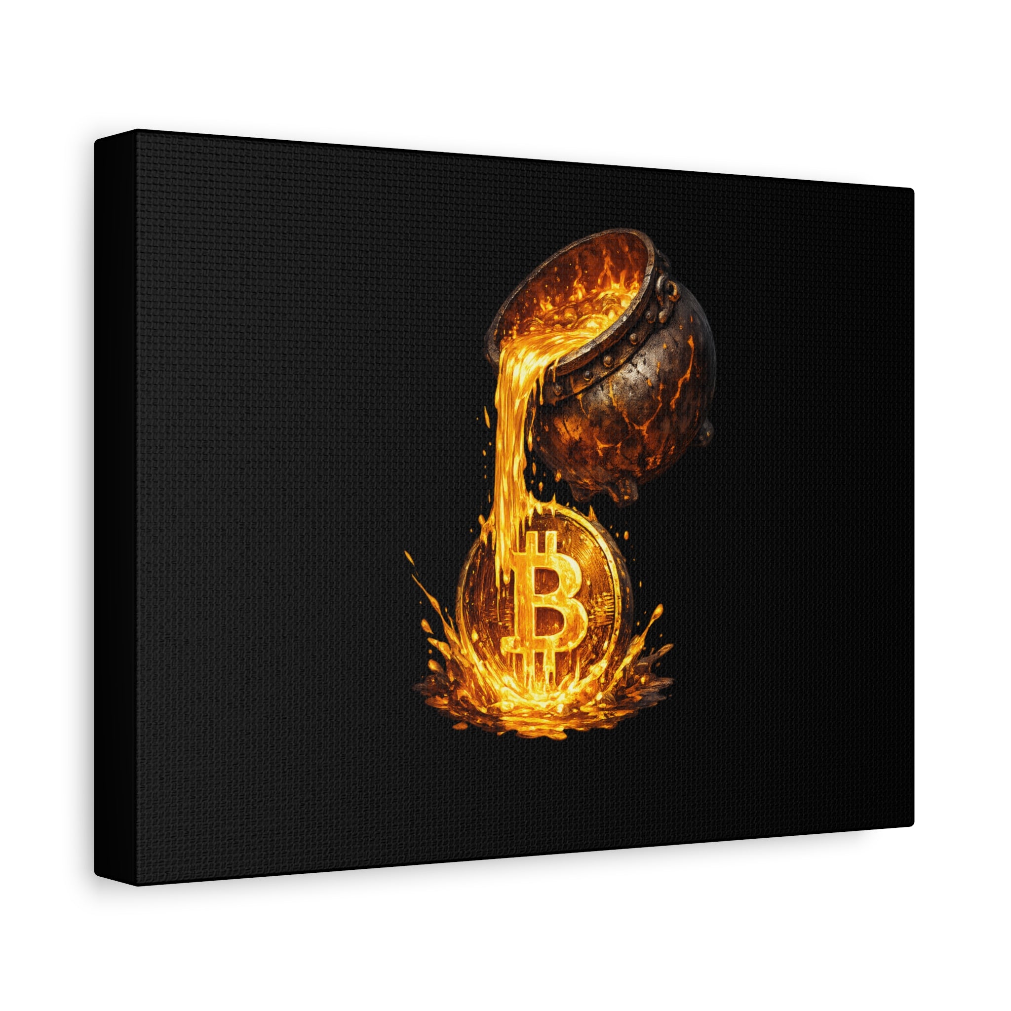 Molten Bitcoin Pour Canvas Bitcoin Wall Art 12 x 9
