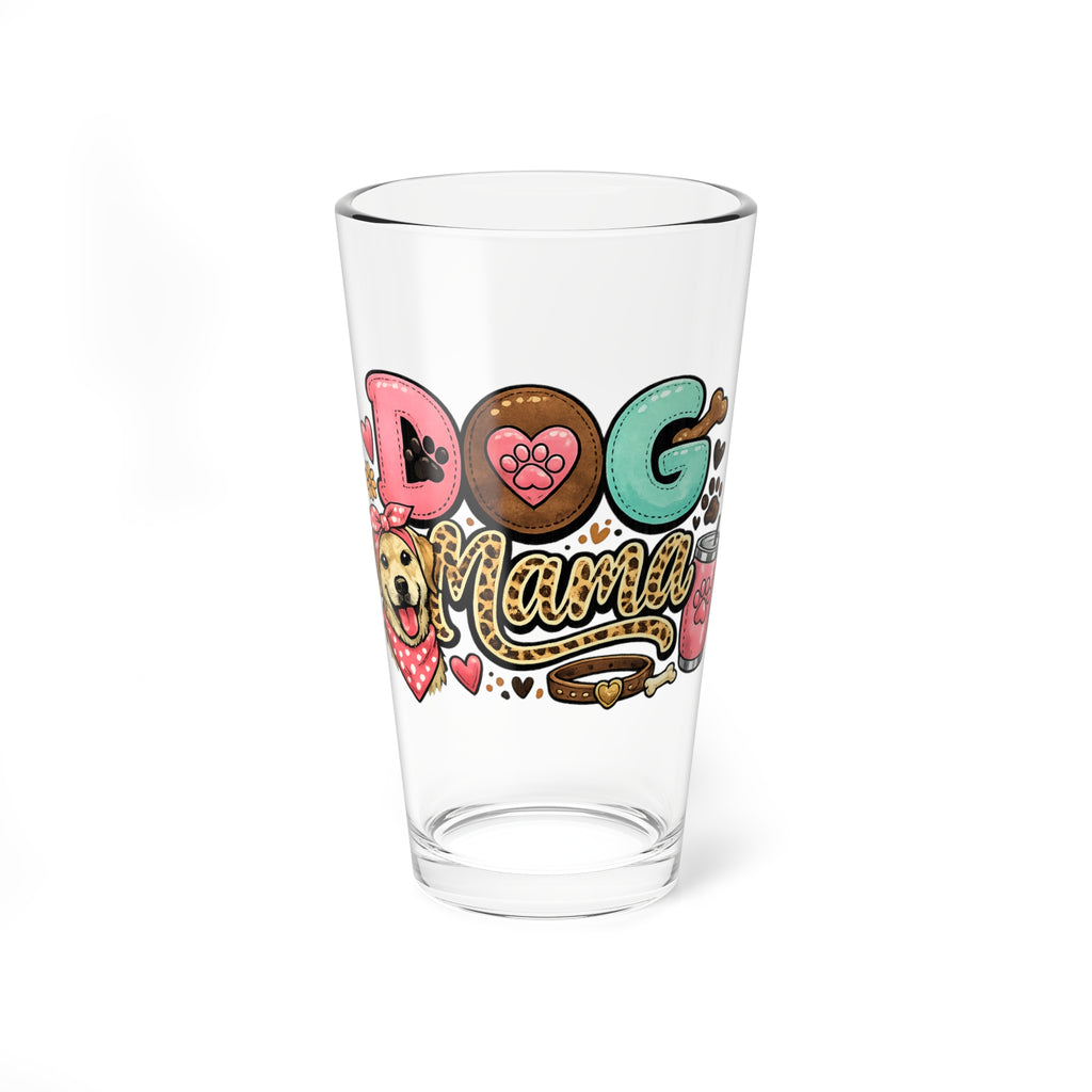 Dog Mama Pint Glass Cute Dog Lover Beer Glass Gift for Dog Moms Fun Pet Lover Drinkware 16 oz
